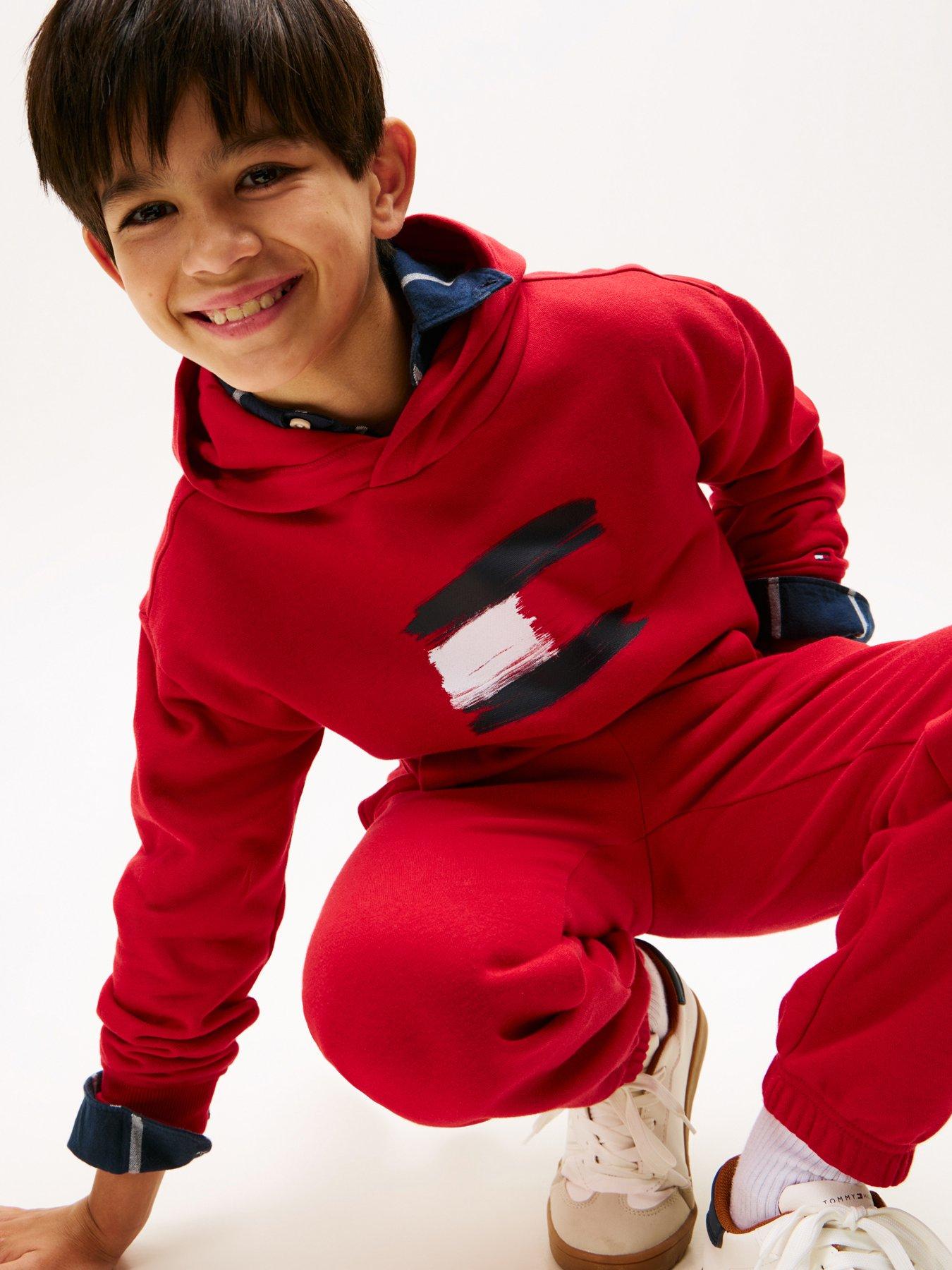 Image 4 of 5 of Tommy Hilfiger Boys Flag Hoodie - Medium Red