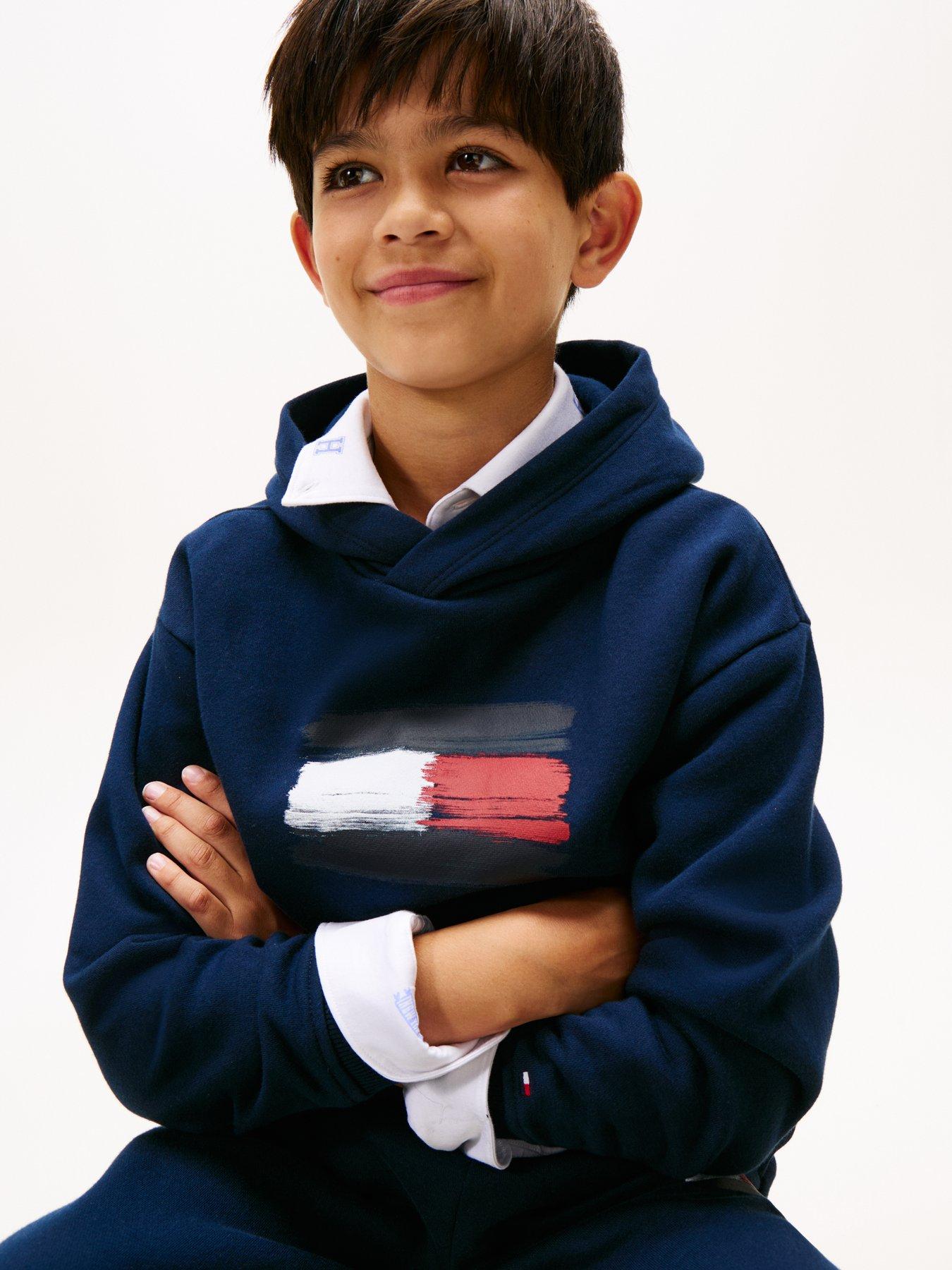 Image 4 of 5 of Tommy Hilfiger Boys Flag Hoodie - Night Navy