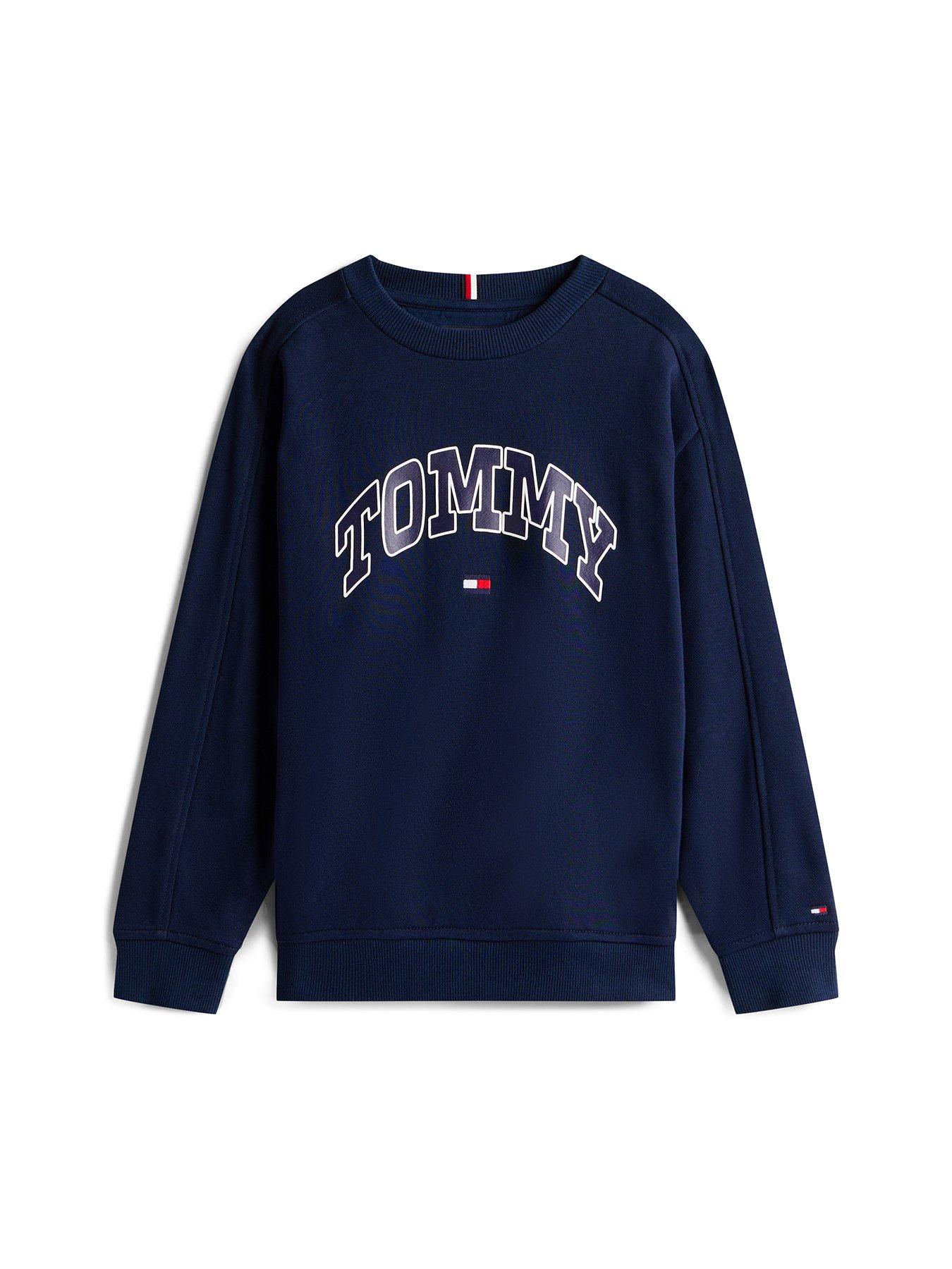 Image 5 of 5 of Tommy Hilfiger Boys Varsity Raised Print Sweatshirt - Night Navy