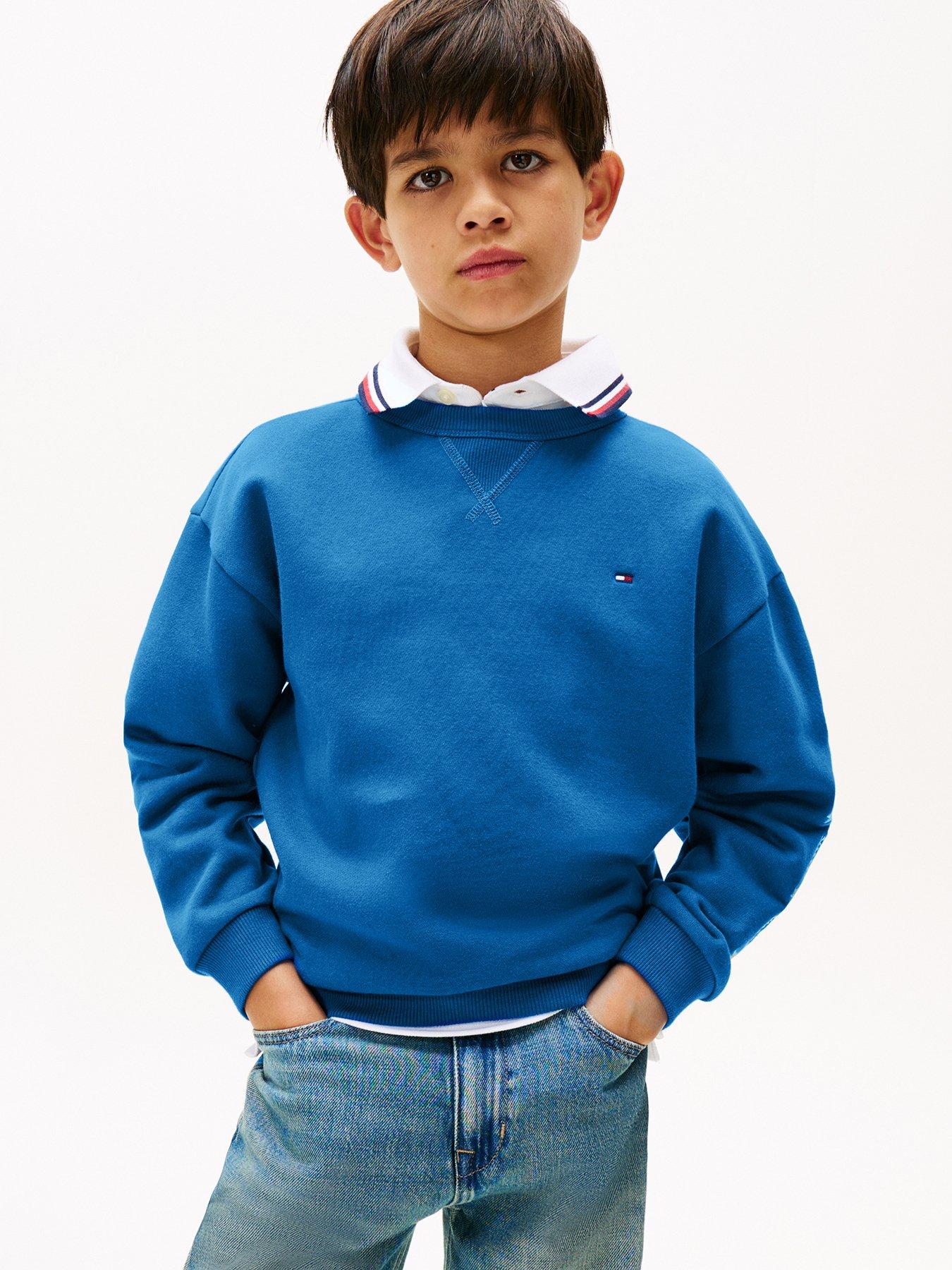 undefined Boys Crest Embroidered Logo Sweatshirt - Vibrant Indigo