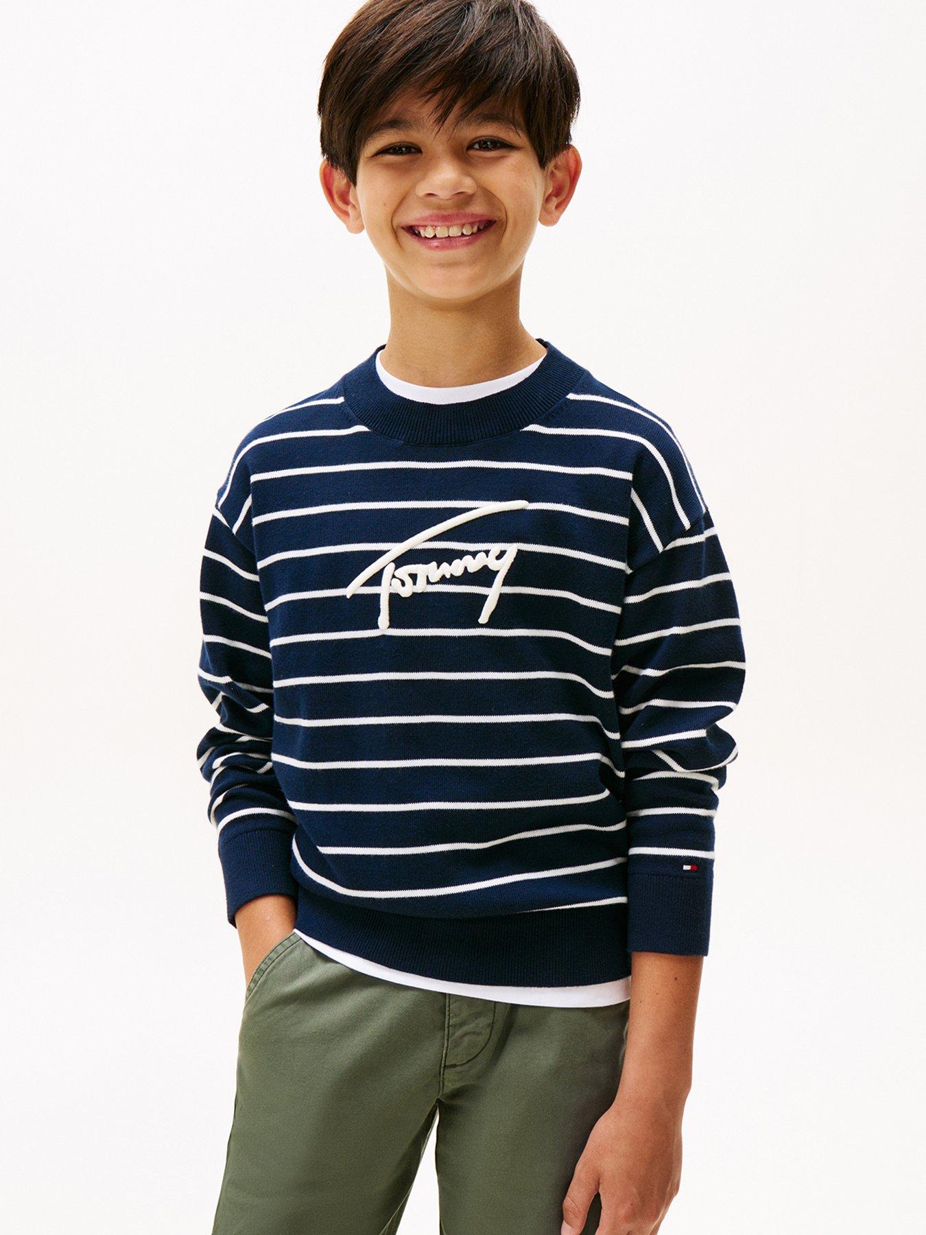 undefined Boys Varsity Graphic Sweater - Dark Off White Stripe