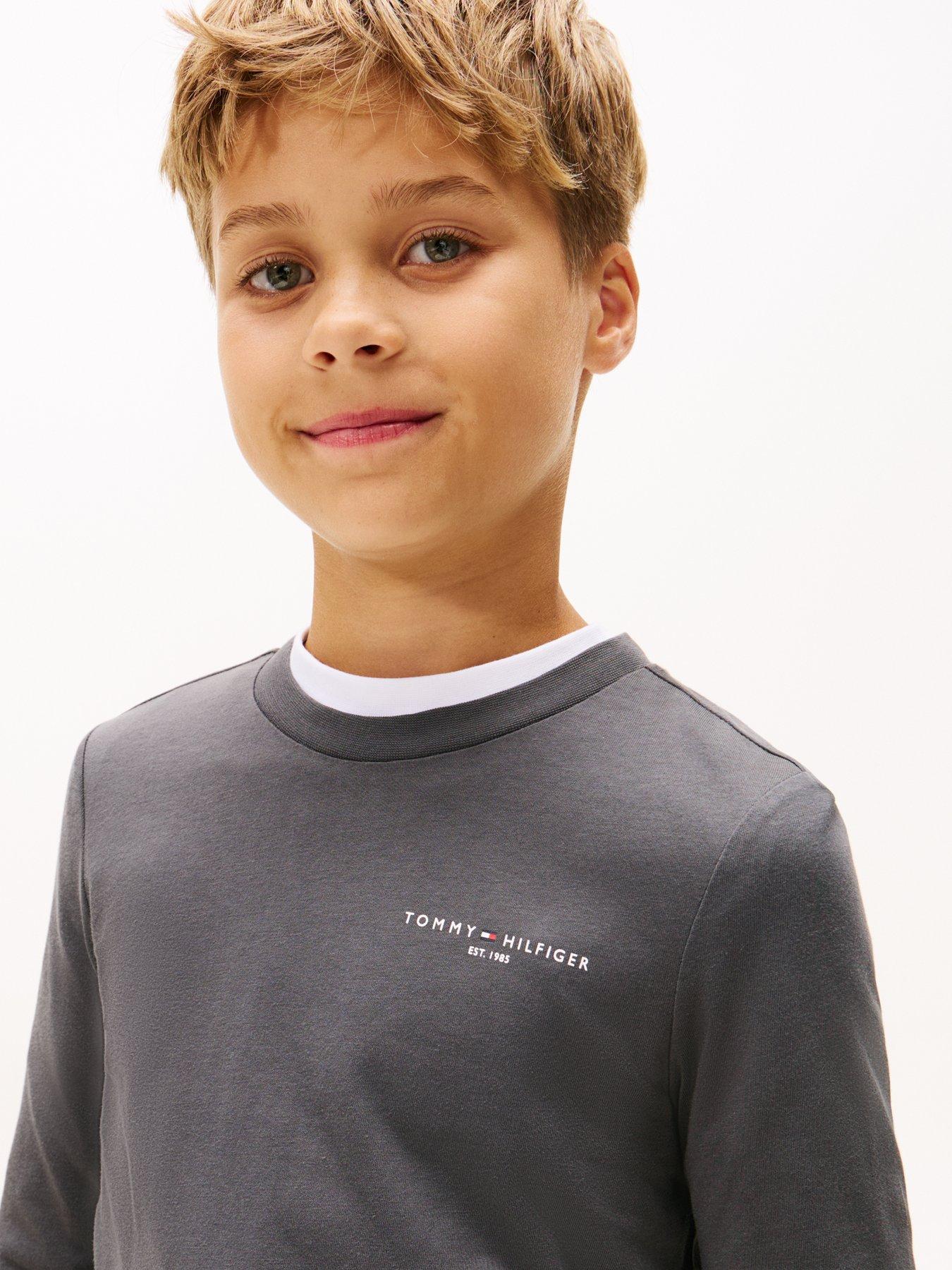 Image 4 of 5 of Tommy Hilfiger Boys Mini Corp Long Sleeve T-shirt  - Washed Black