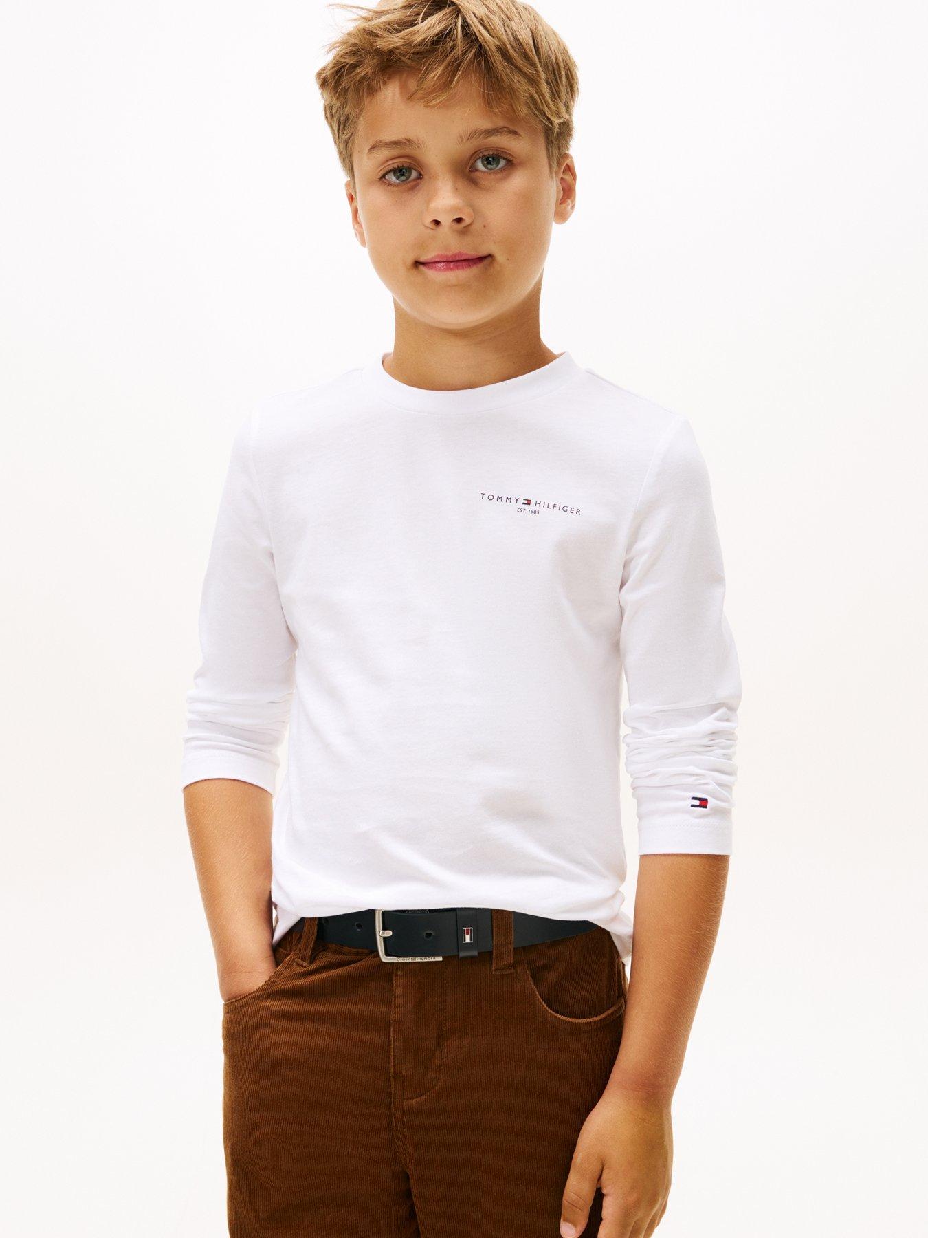  image of tommy-hilfiger-boys-mini-corp-long-sleeve-t-shirt-white