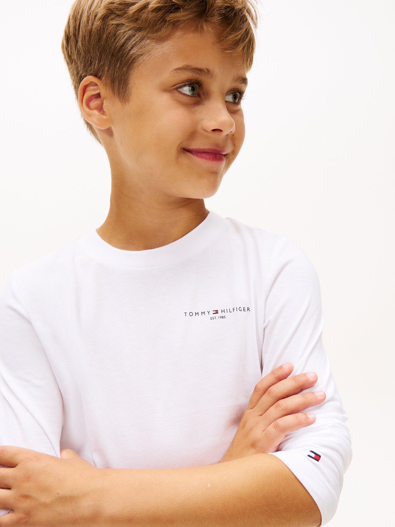 image of tommy-hilfiger-boys-mini-corp-long-sleeve-t-shirt-white