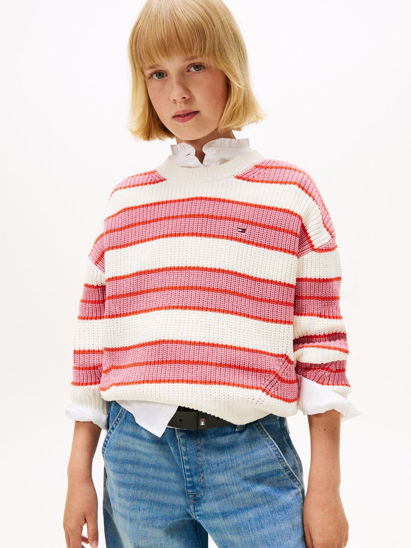 undefined Girls Stripe Chenille Sweater - Multi