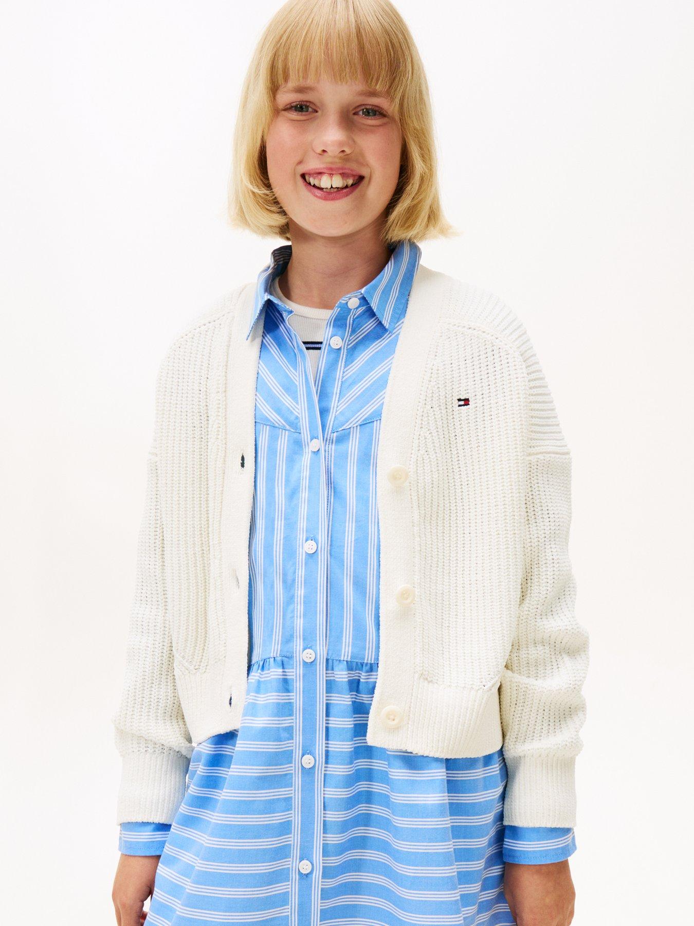 undefined Girls Chenille Cardigan - Off White