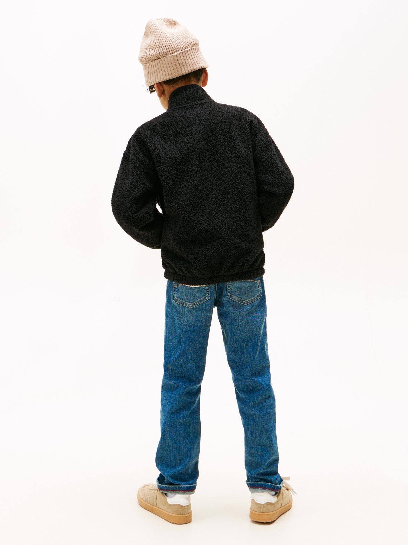 Image 2 of 5 of Tommy Hilfiger Boys Fabric Mix Fleece Zip Through - Black