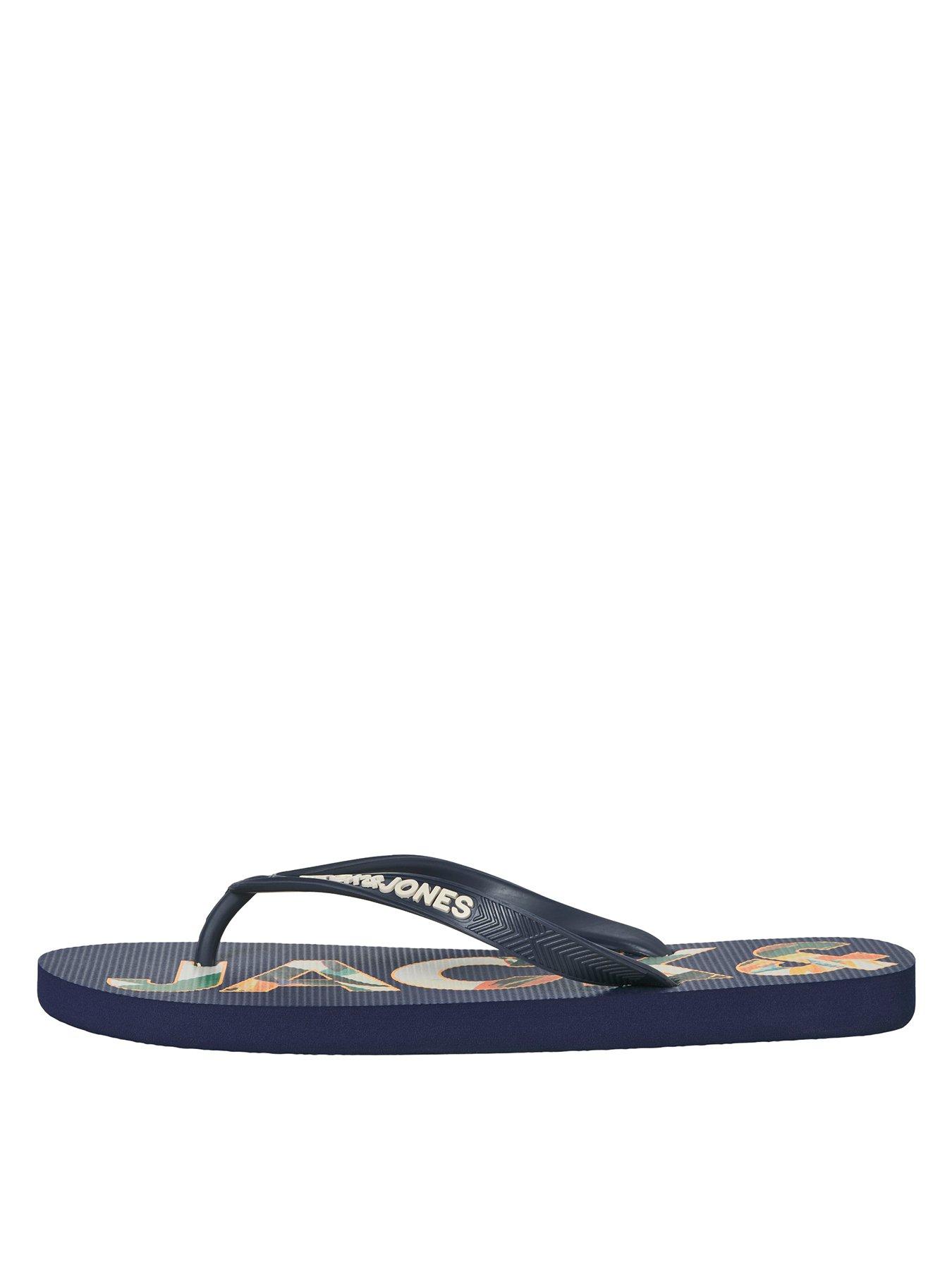 undefined Palm Print Logo Flip Flops - Navy