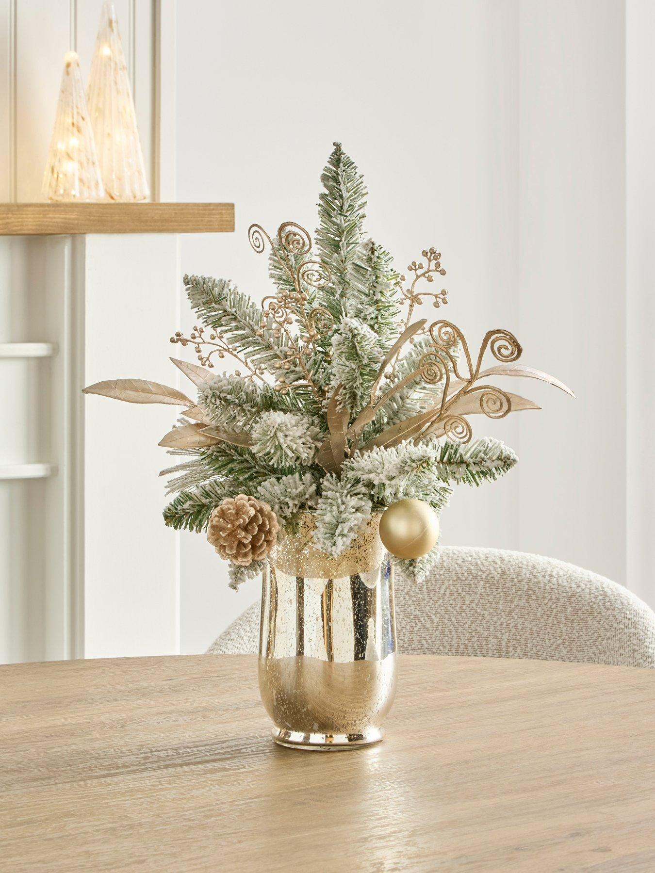 undefined Flocked Foliage Filled Christmas Vase