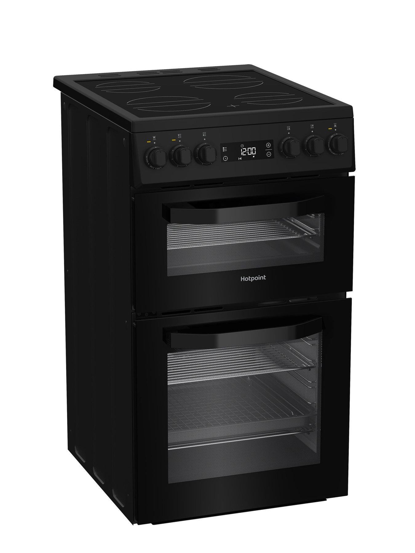 stillFront image of hotpoint-hde5vdcb-electric-double-cooker-black