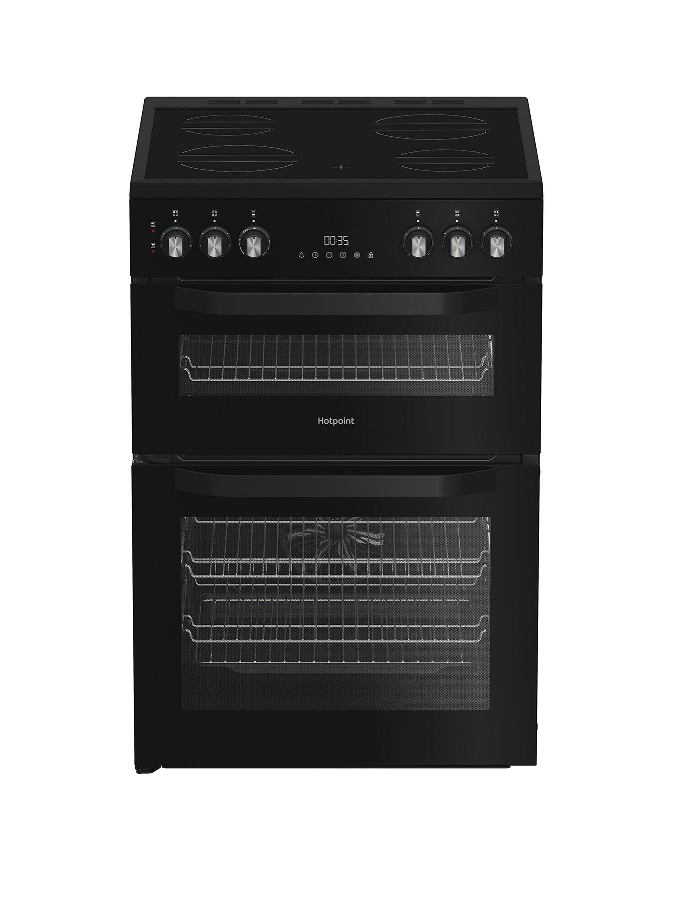  image of hotpoint-hte6vdcb1-electric-twin-cooker-with-multiflow-technology-black