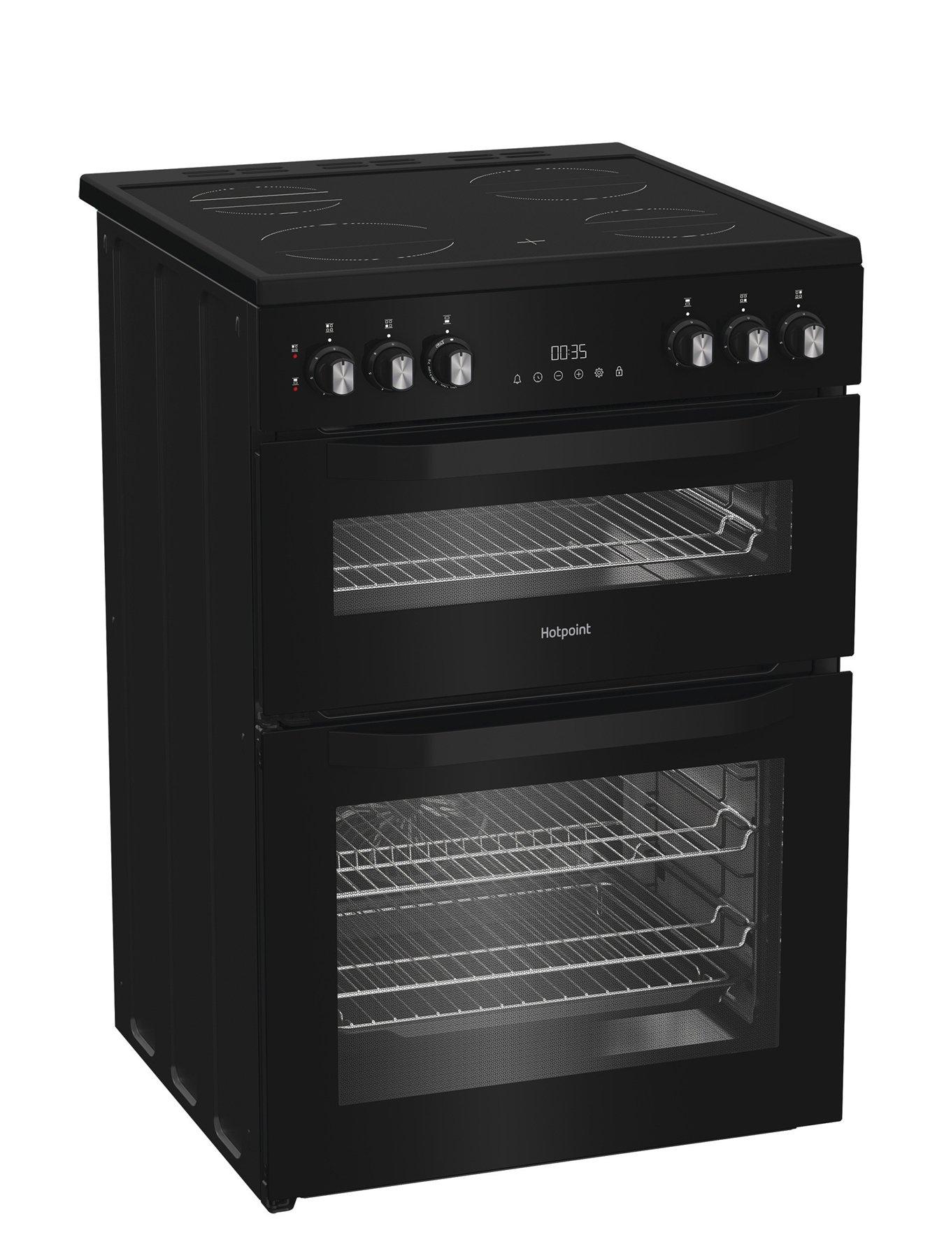  image of hotpoint-hte6vdcb1-electric-twin-cooker-with-multiflow-technology-black