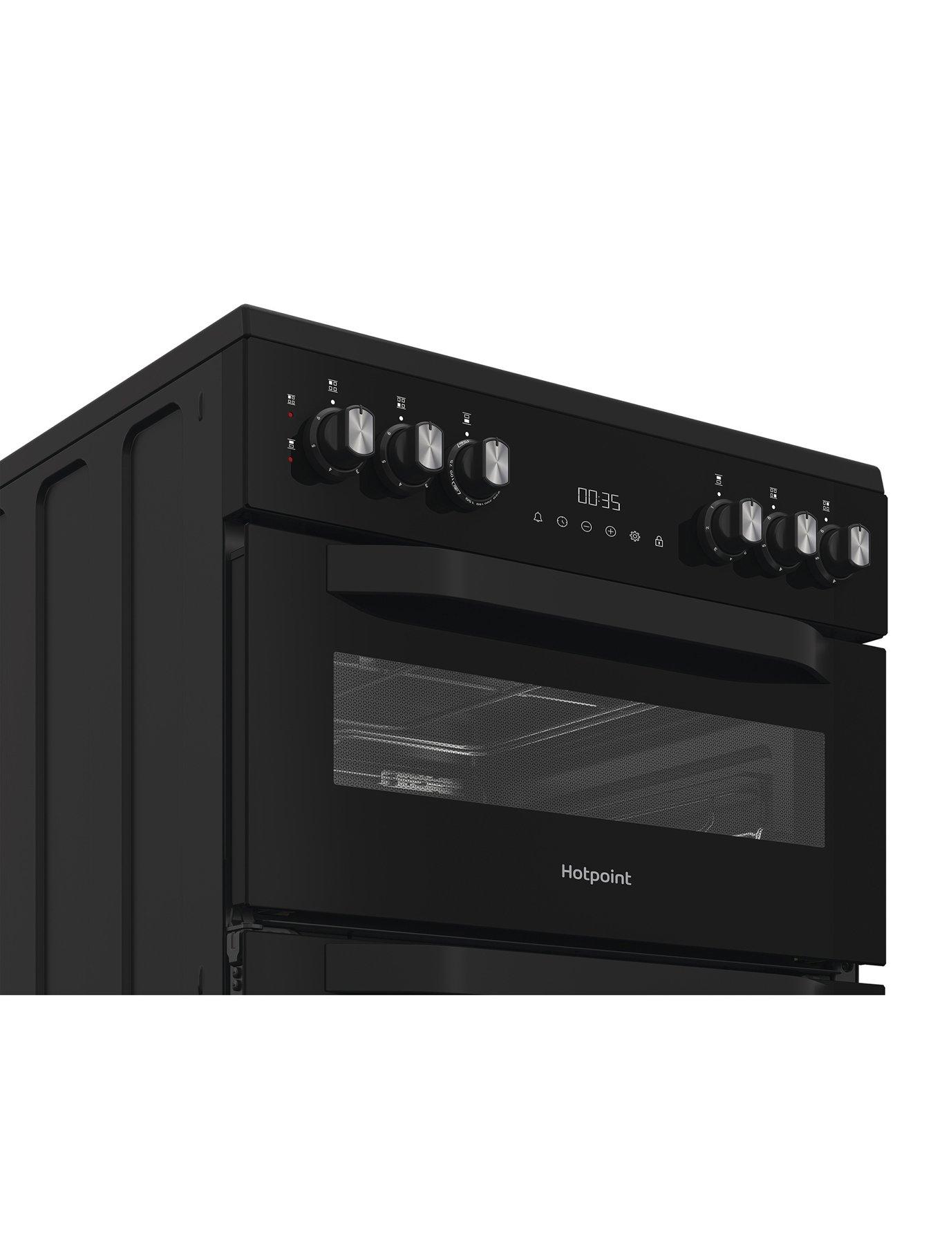  image of hotpoint-hte6vdcb1-electric-twin-cooker-with-multiflow-technology-black