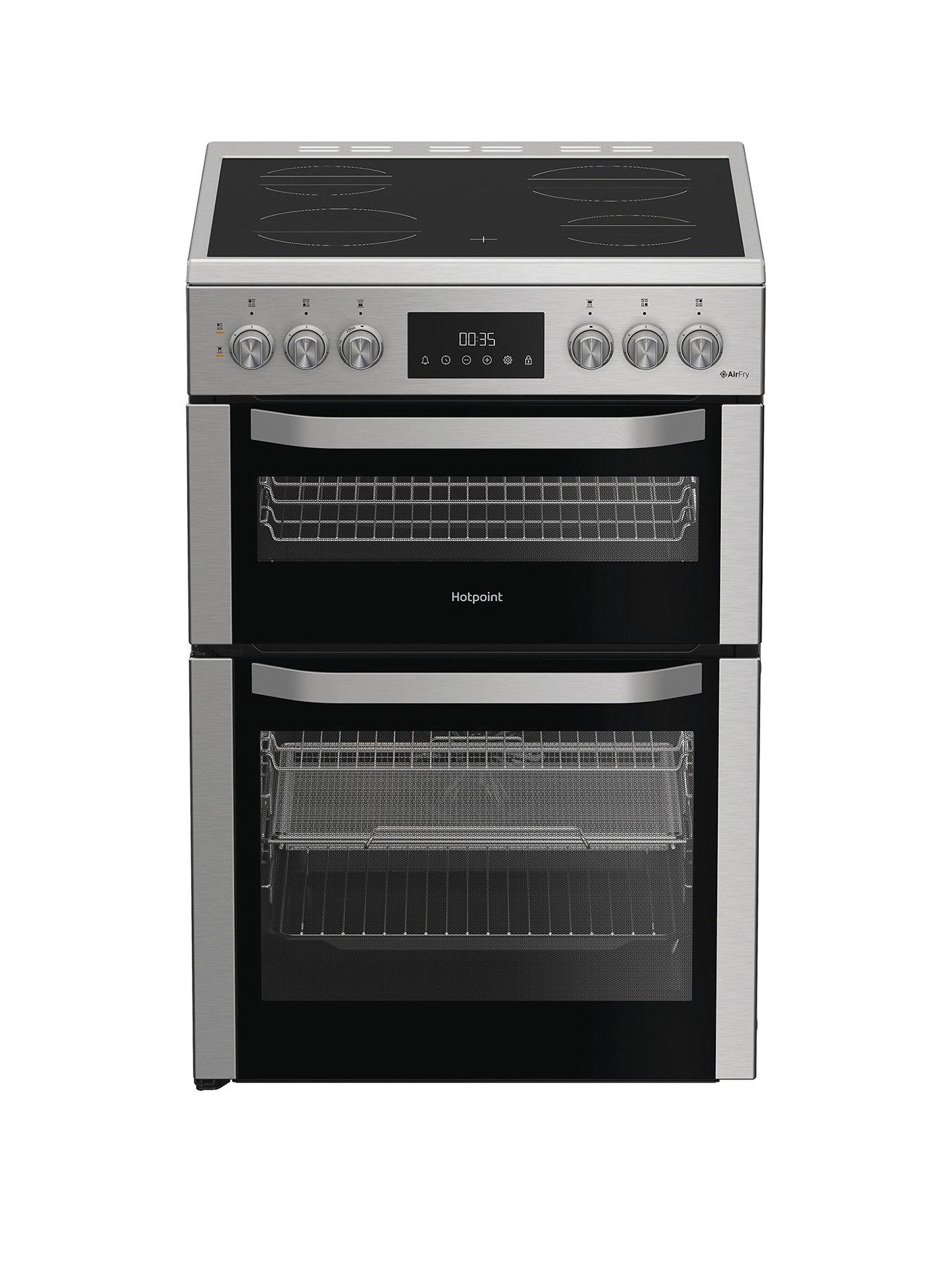 Hotpoint HDE6VDCAX - Electric Double Cooker with Multiflow Technology - Silver