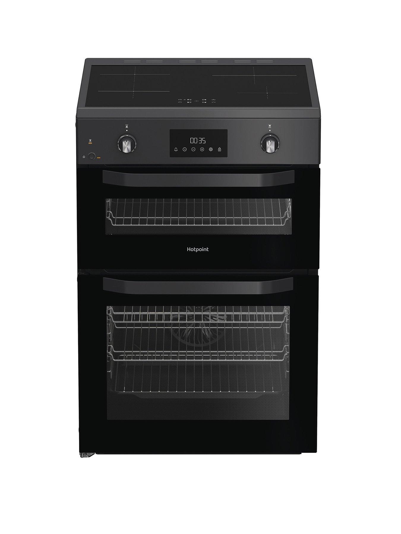  image of hotpoint-hde6idc2sa-electric-double-cooker-dark-silver