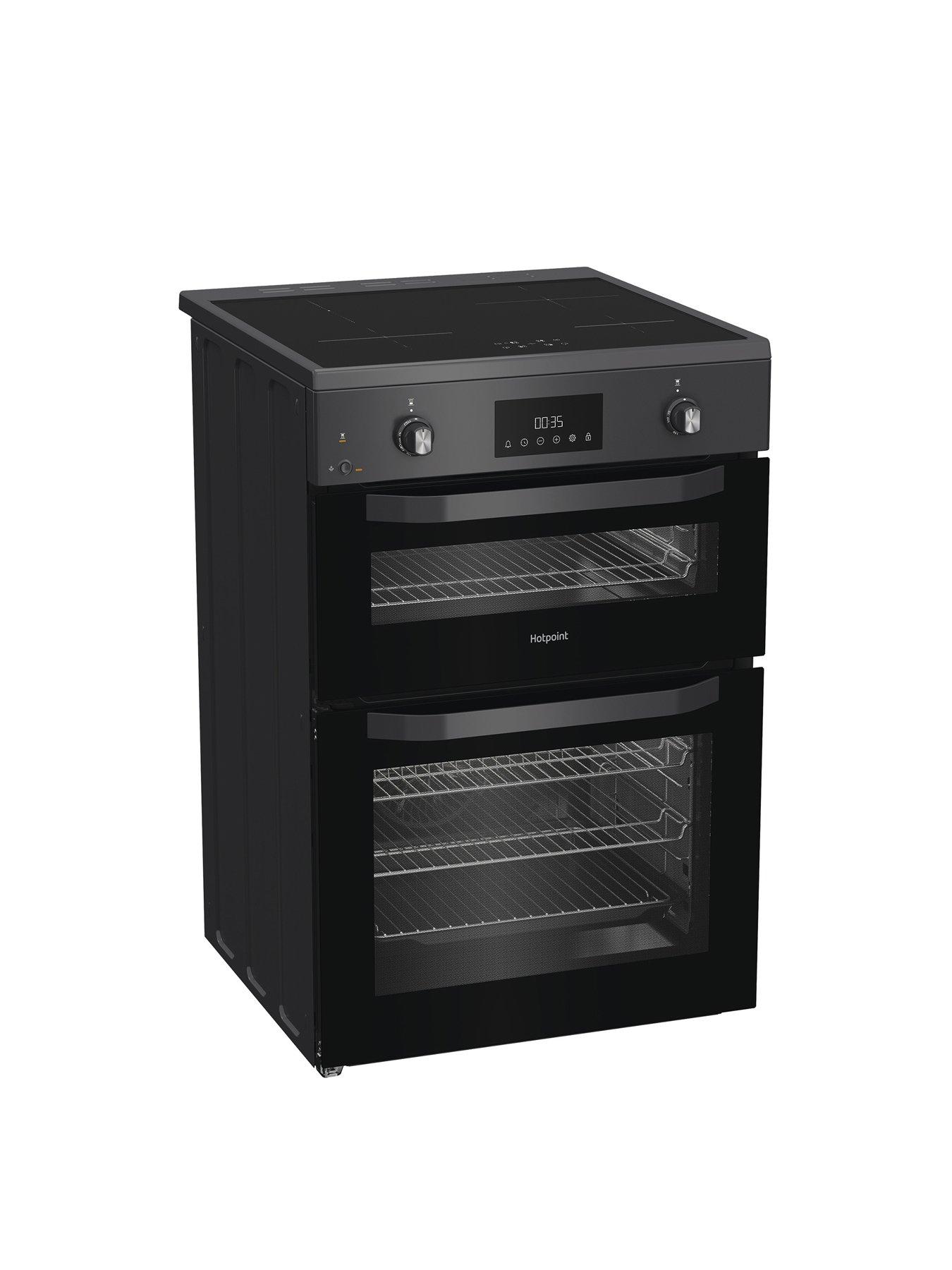 image of hotpoint-hde6idc2sa-electric-double-cooker-dark-silver