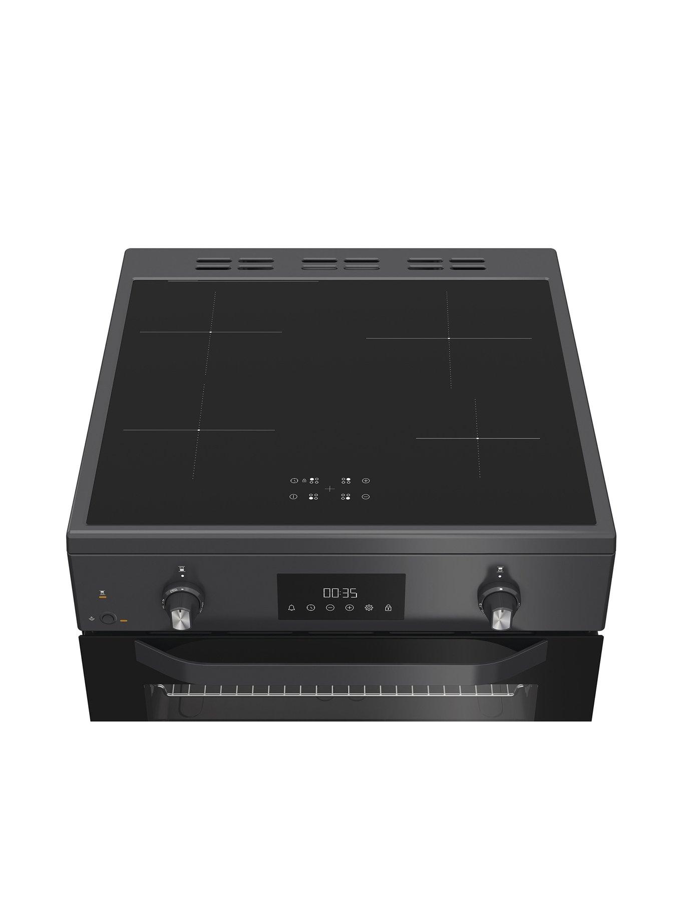  image of hotpoint-hde6idc2sa-electric-double-cooker-dark-silver