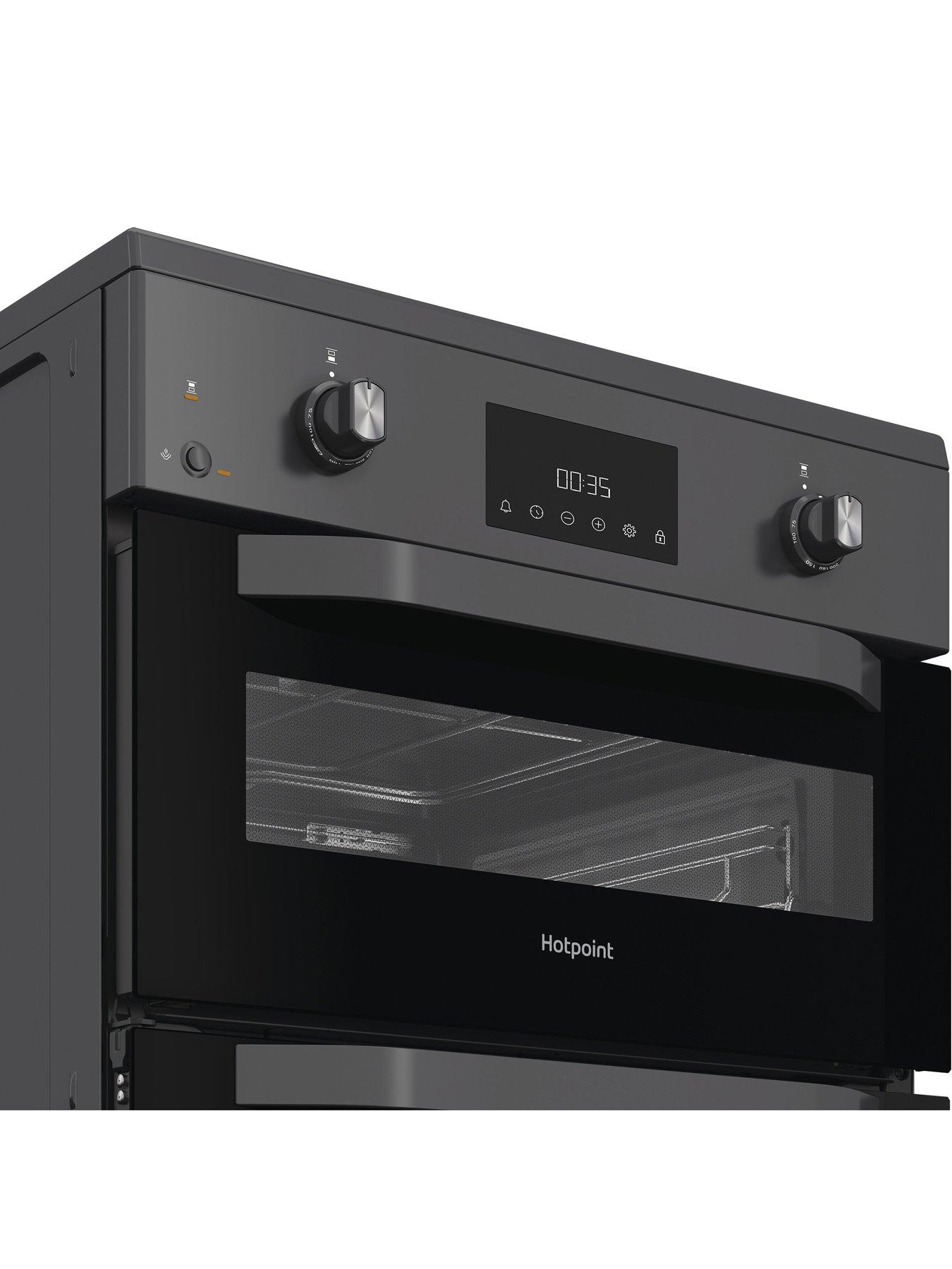  image of hotpoint-hde6idc2sa-electric-double-cooker-dark-silver