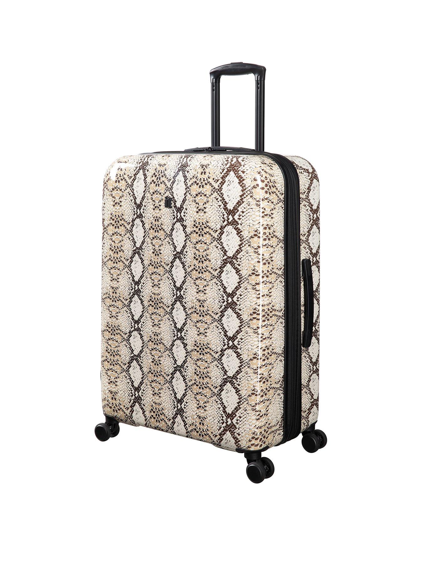 undefined Sheen Python Snake Skin Print Beige Hardshell Large Suitcase