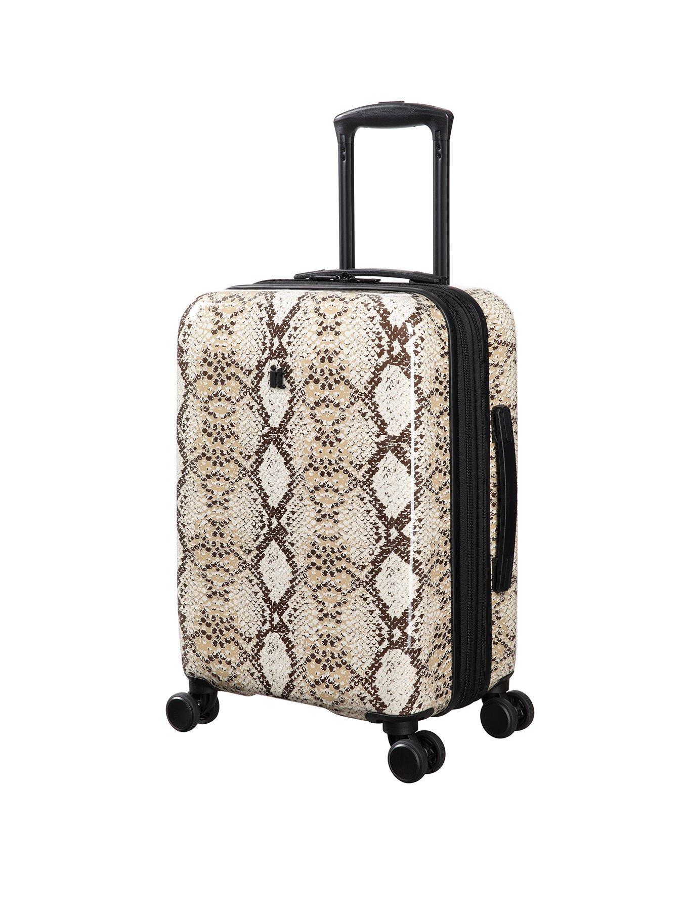undefined Sheen Python Snake Skin Print Beige Hardshell Cabin Suitcase