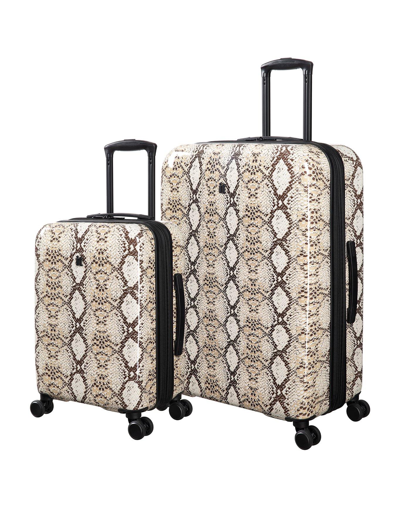 undefined Sheen Python Snake Skin Print Beige Hardshell 2pc Suitcase Set