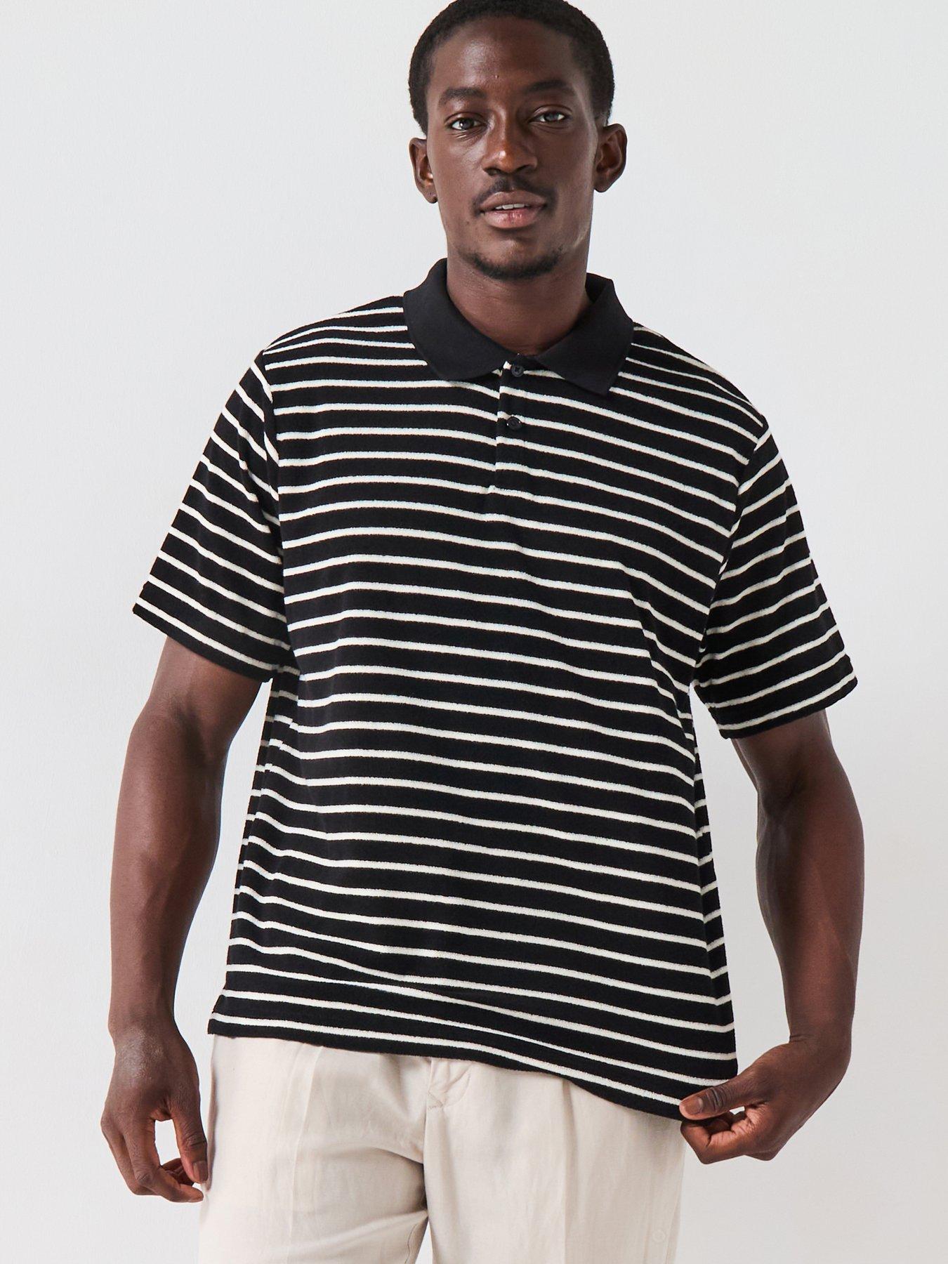 Image 5 of 5 of Jack & Jones Gen Striped Towelling Polo Shirt - Black