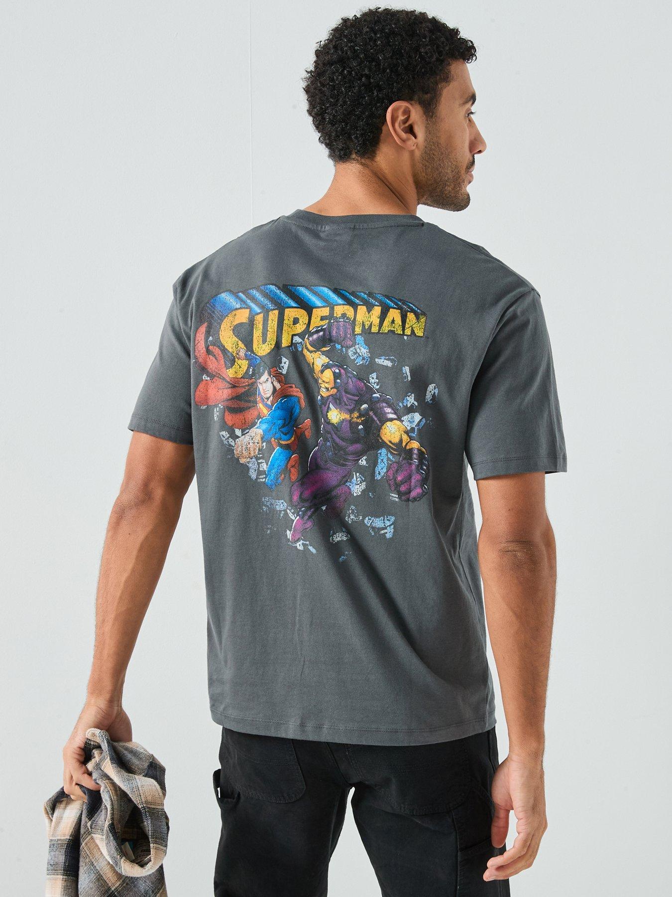  image of jack-jones-superman-back-graphic-t-shirt-dark-grey