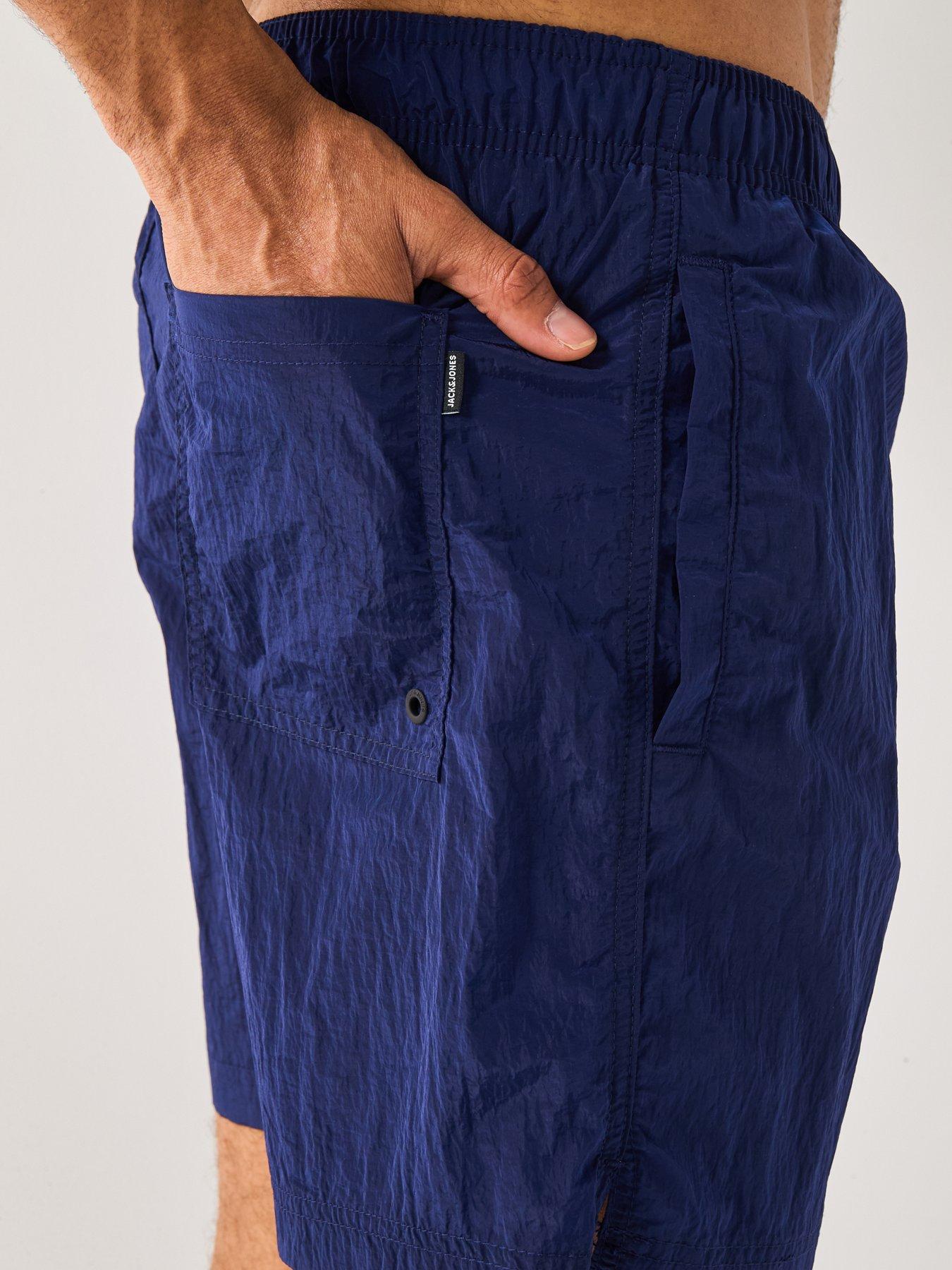 Image 6 of 6 of Jack & Jones Maui Crinkle Nylon Swim Shorts - Navy