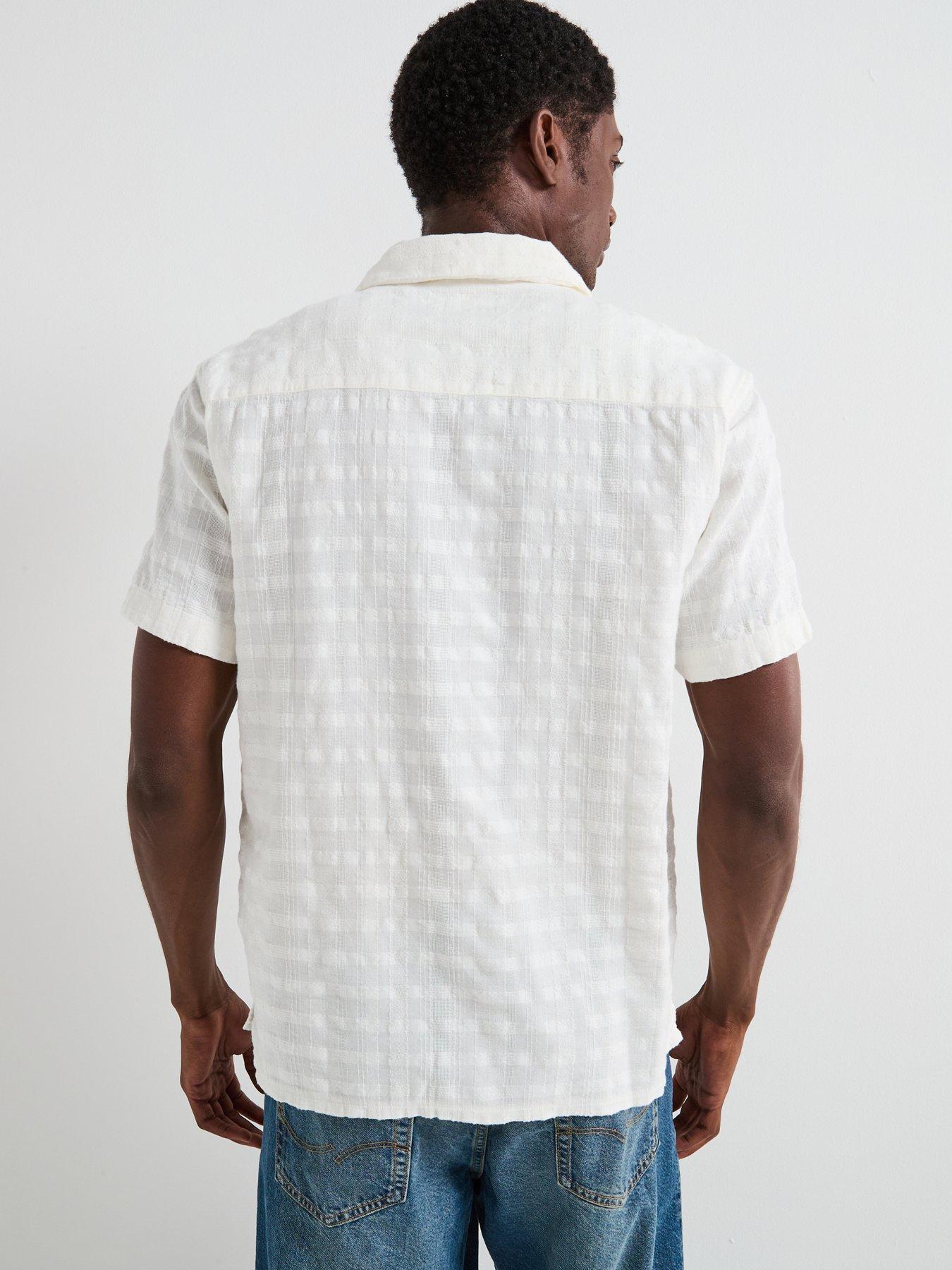 Image 2 of 6 of Jack & Jones Dia Structure Short Sleeve Resort Shirt - Cream