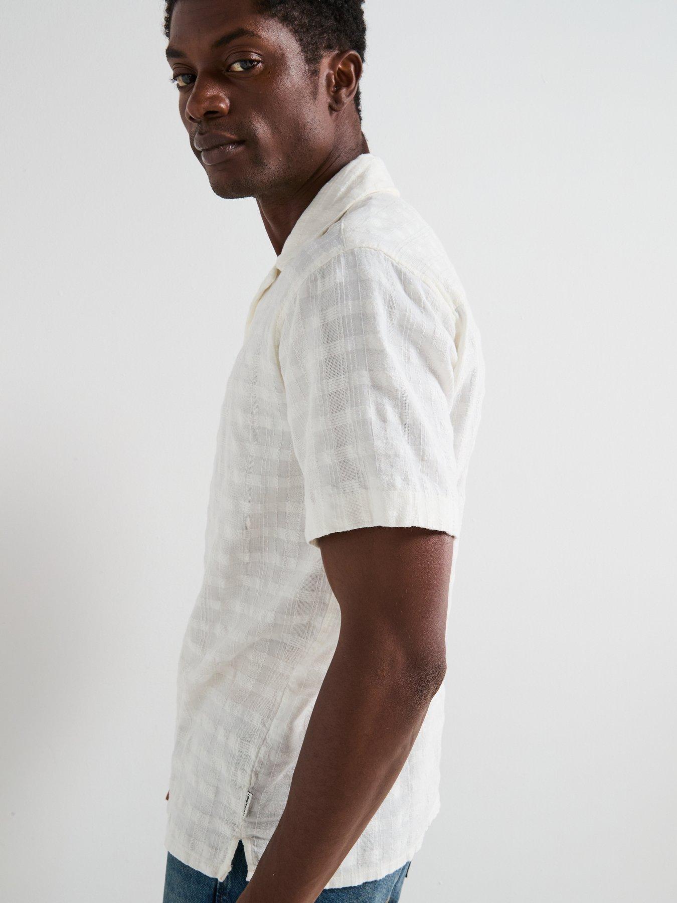 Image 4 of 6 of Jack & Jones Dia Structure Short Sleeve Resort Shirt - Cream