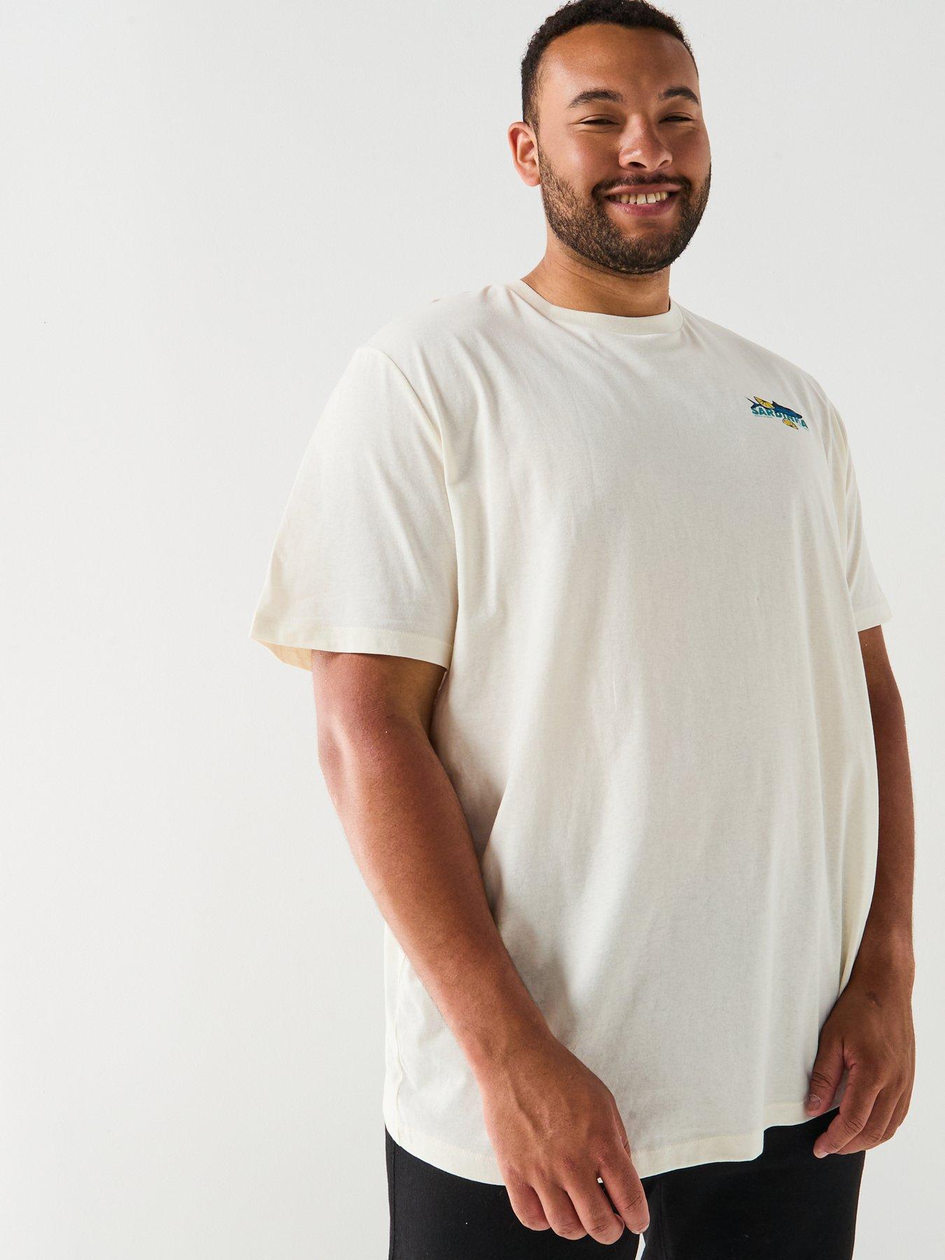 Image 5 of 6 of Jack & Jones Plus Sardinha Back Graphic T-Shirt - Cream