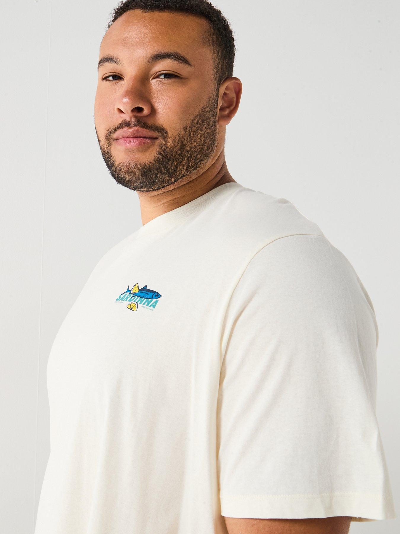 Image 6 of 6 of Jack & Jones Plus Sardinha Back Graphic T-Shirt - Cream
