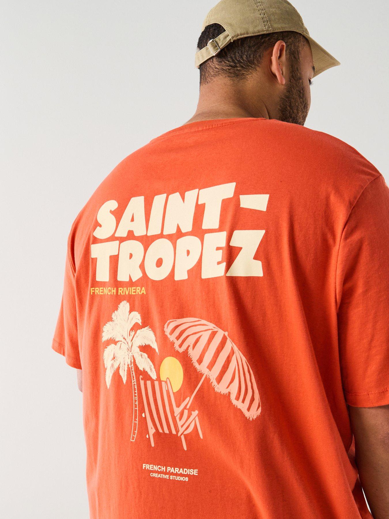 Jack & Jones Plus Saint Tropez Back Graphic T-Shirt - Orange