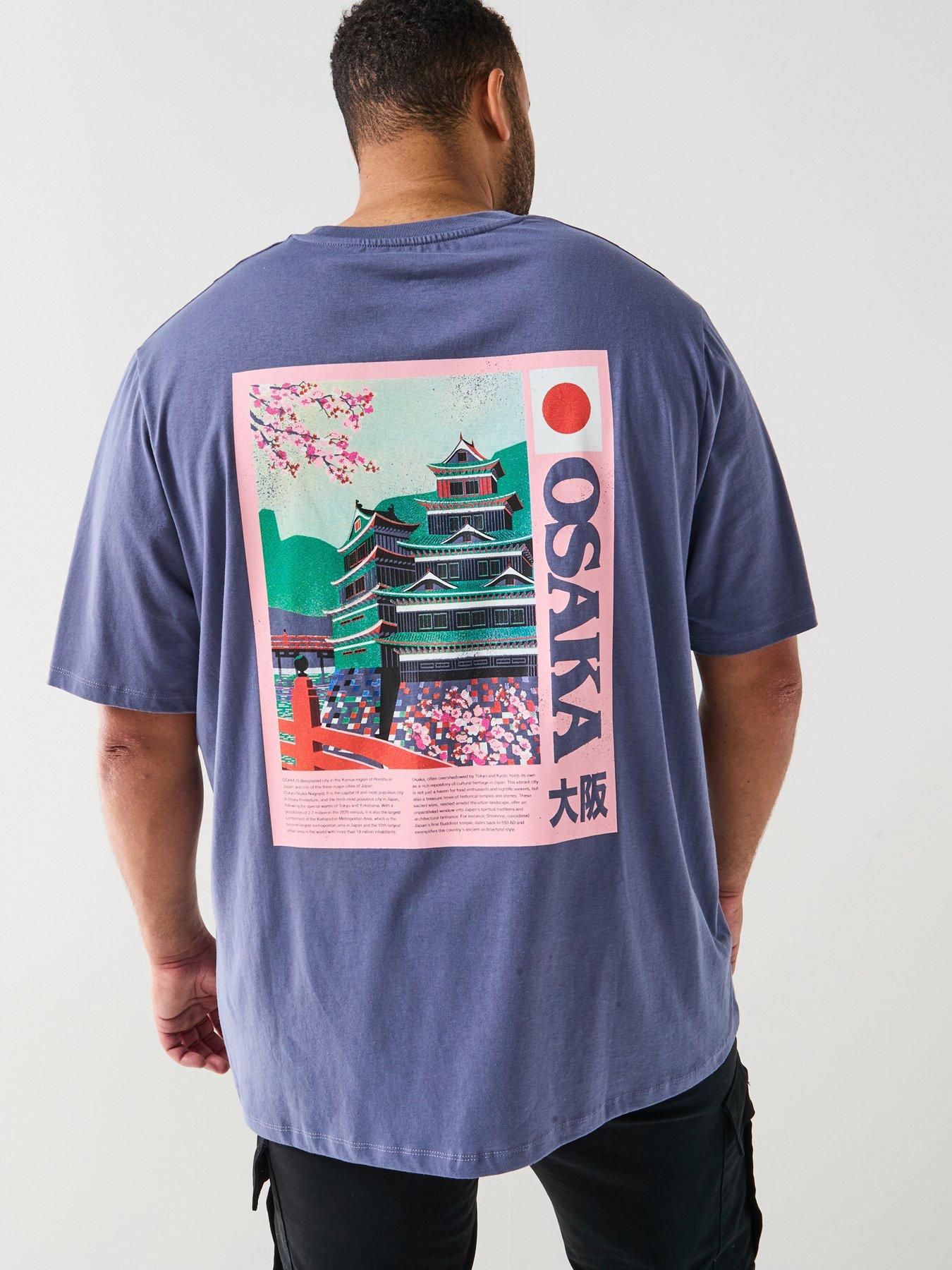Jack & Jones Plus Osaka Back Graphic T-Shirt - Blue