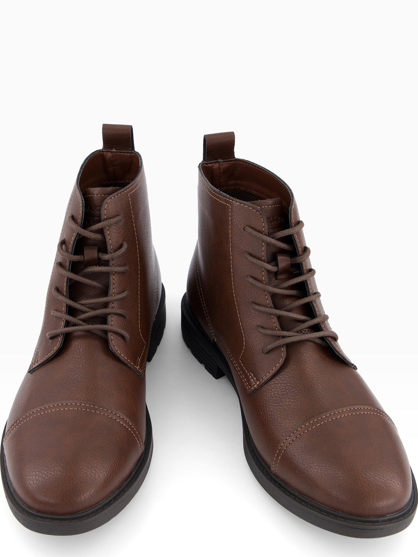 Image 3 of 7 of Jack & Jones Danby Pu Lace Up Boots - Brown