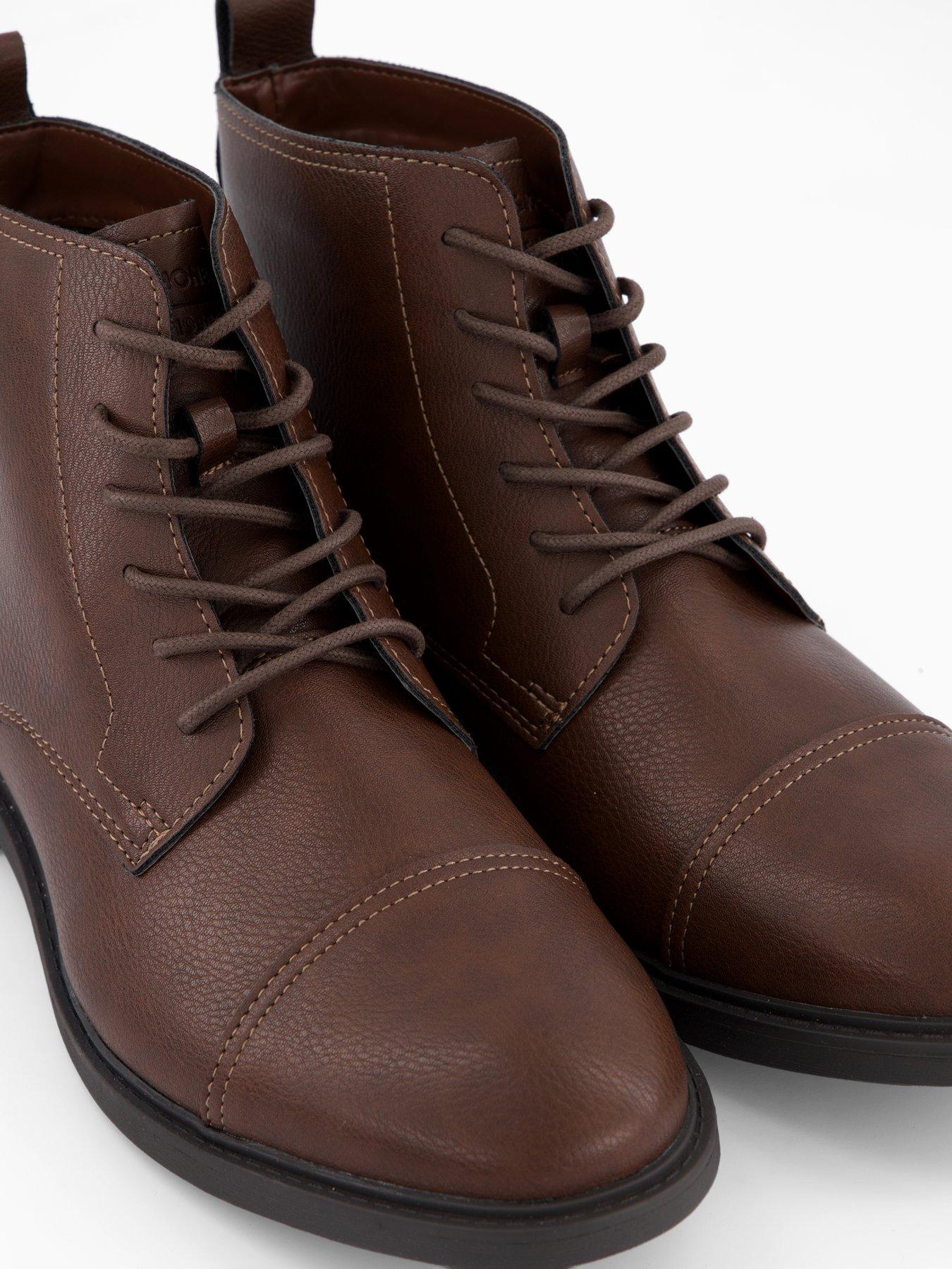 Image 5 of 7 of Jack & Jones Danby Pu Lace Up Boots - Brown