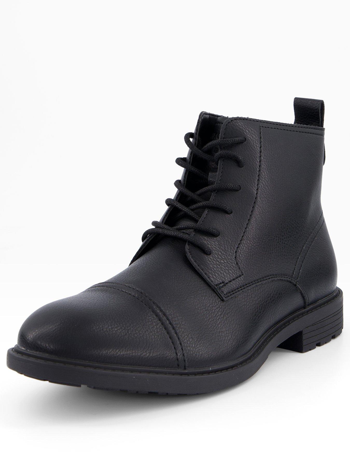  image of jack-jones-danby-pu-lace-up-boot-black