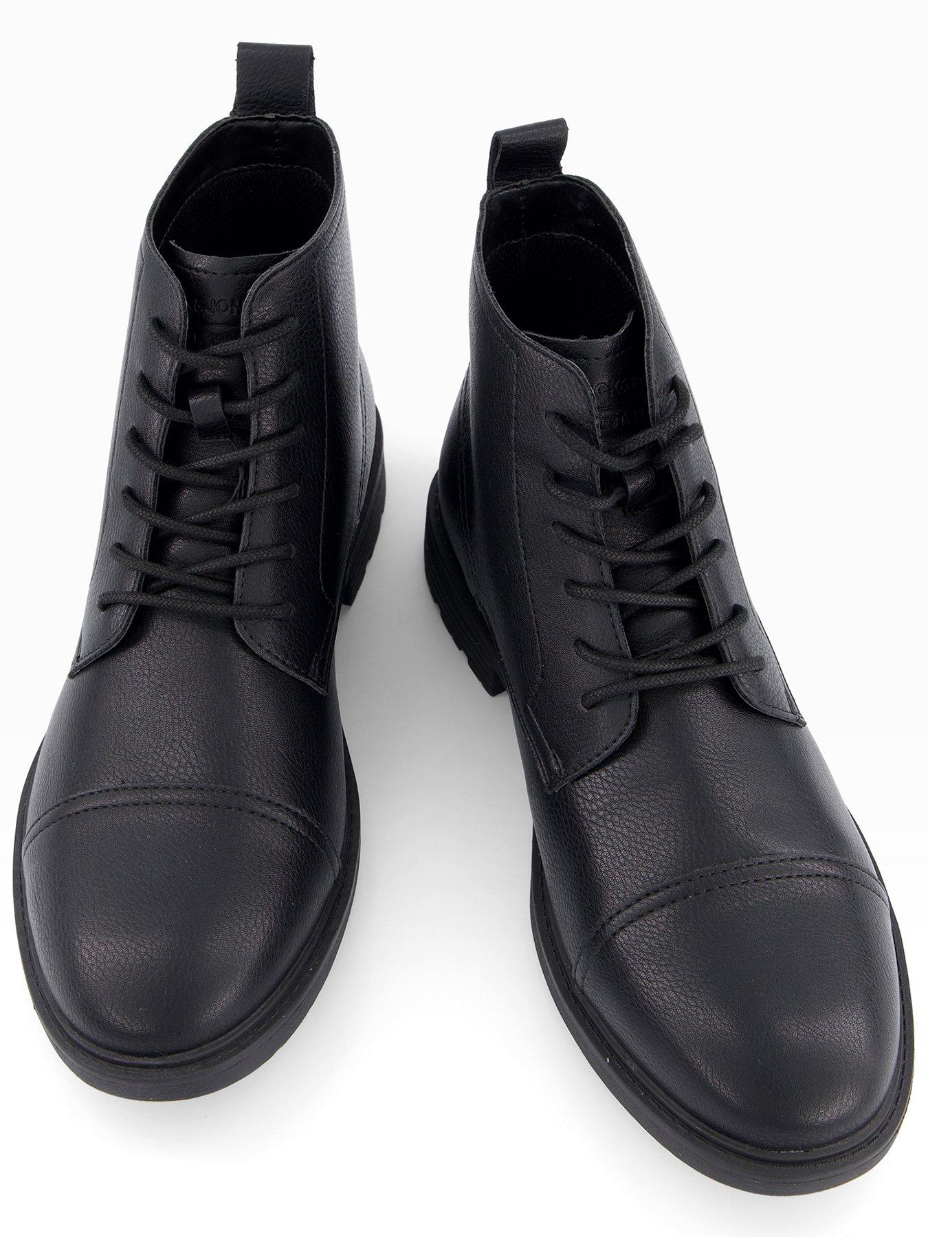  image of jack-jones-danby-pu-lace-up-boot-black