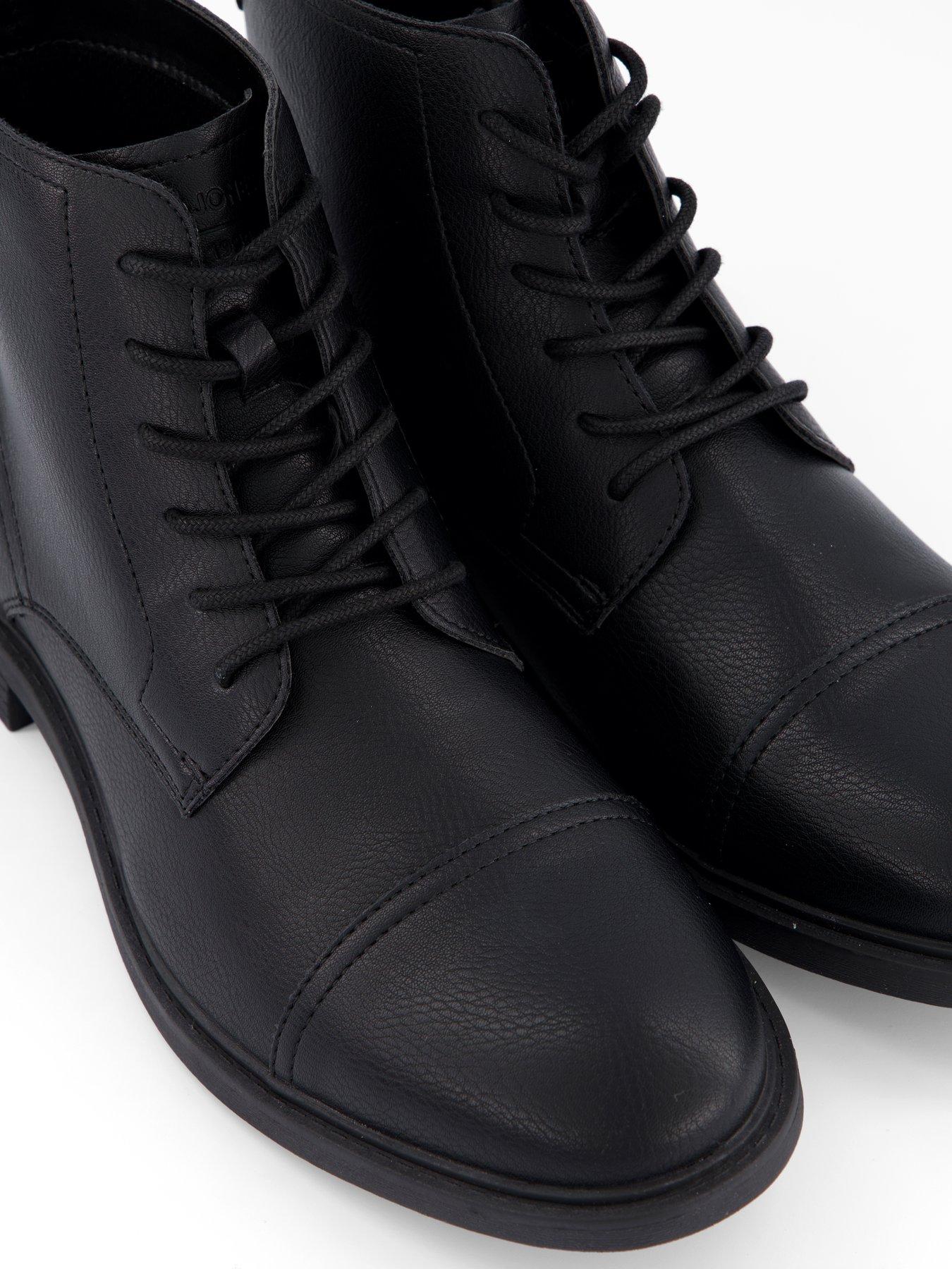  image of jack-jones-danby-pu-lace-up-boot-black