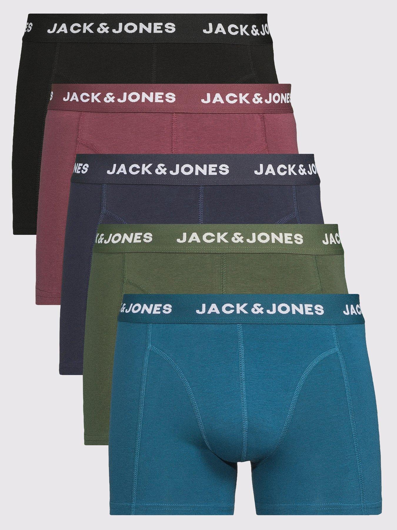 front image of jack-jones-teo-solid-5-pack-trunks-multi