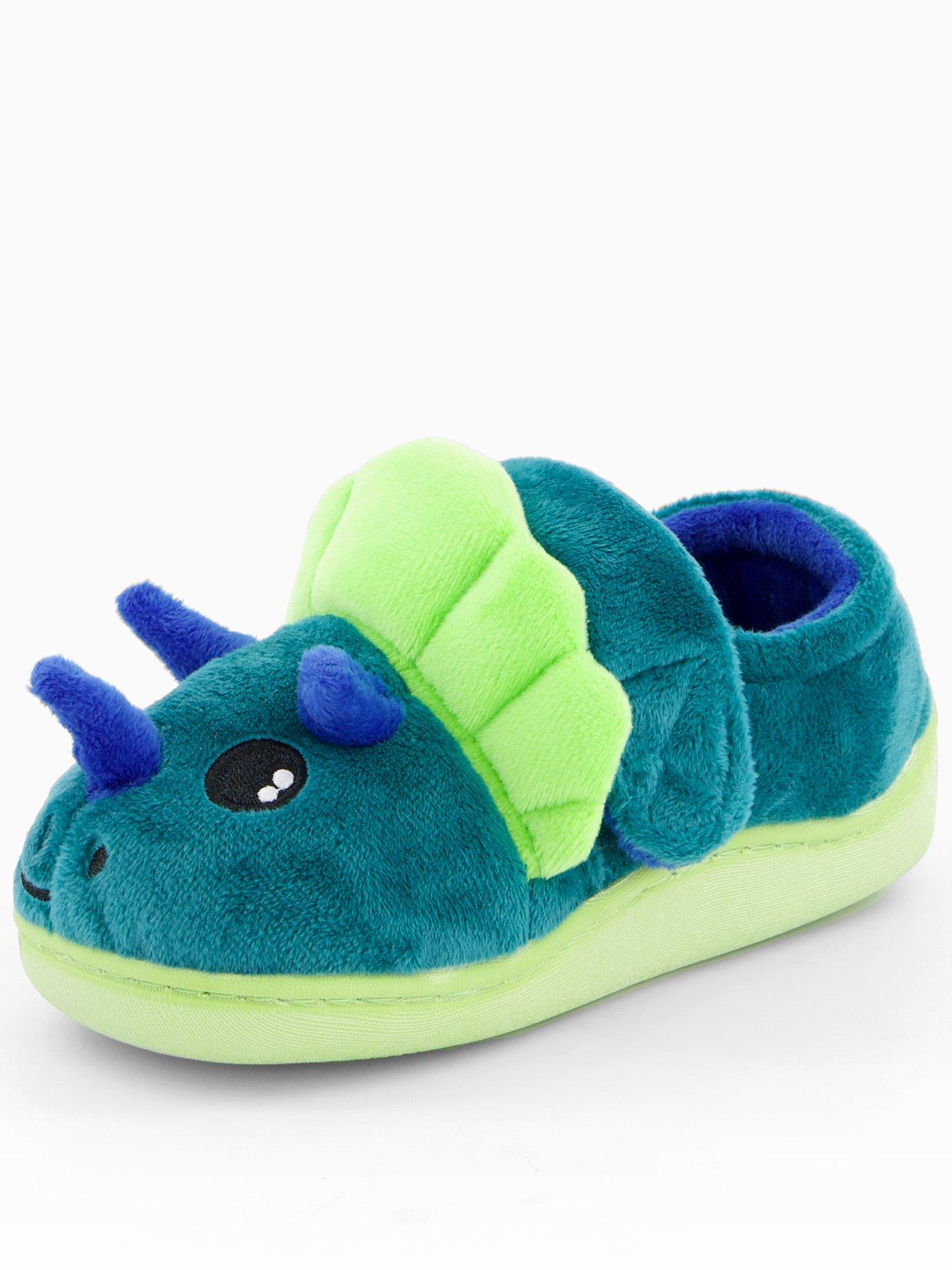 V by Very Younger Boys Dinosaur Touch Strap Slipper - Blue