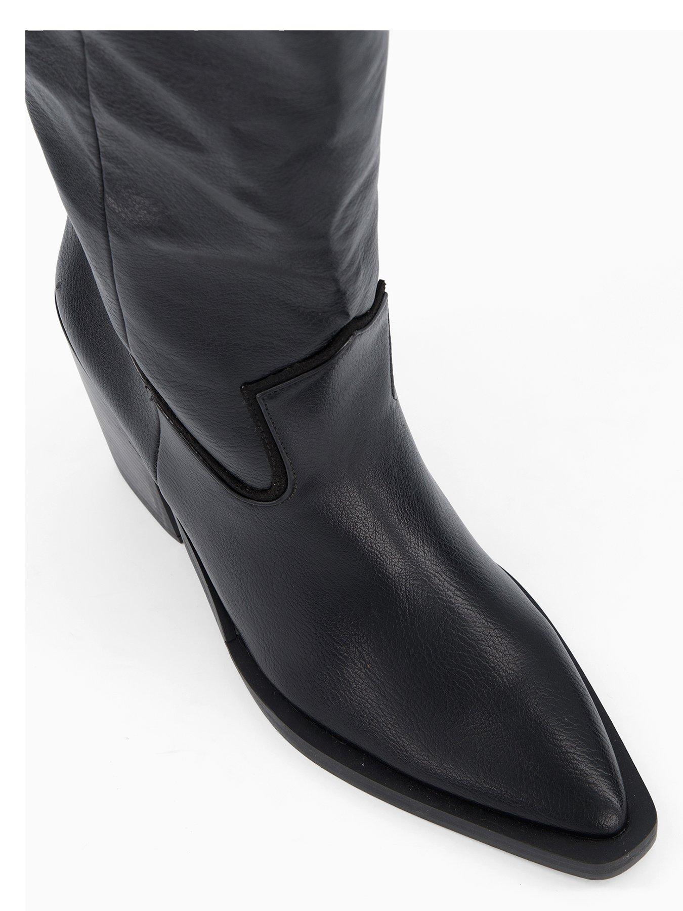  image of the-very-collection-polished-knee-western-boot-black