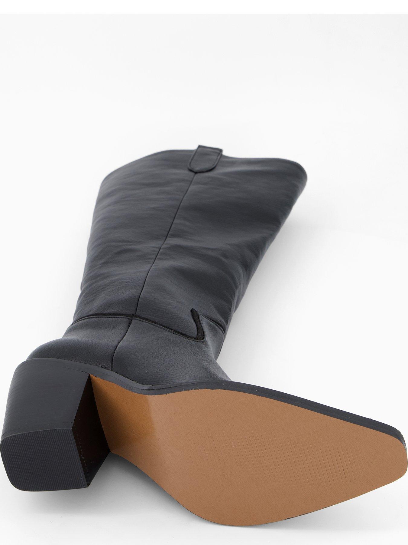  image of the-very-collection-polished-knee-western-boot-black