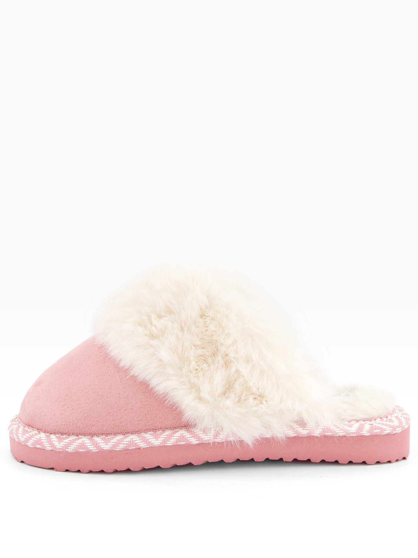 stillFront image of the-very-collection-younger-girls-faux-suede-mule-slipper-pink