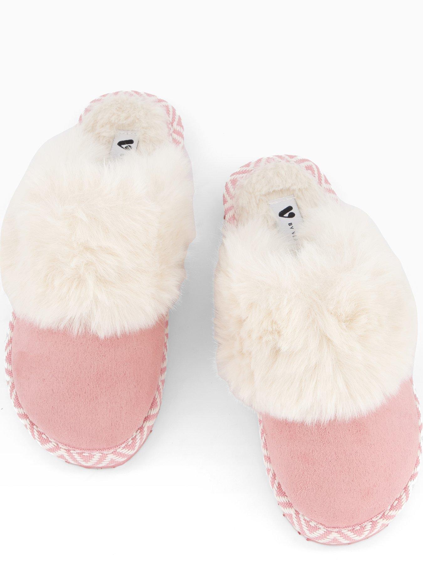  image of the-very-collection-younger-girls-faux-suede-mule-slipper-pink