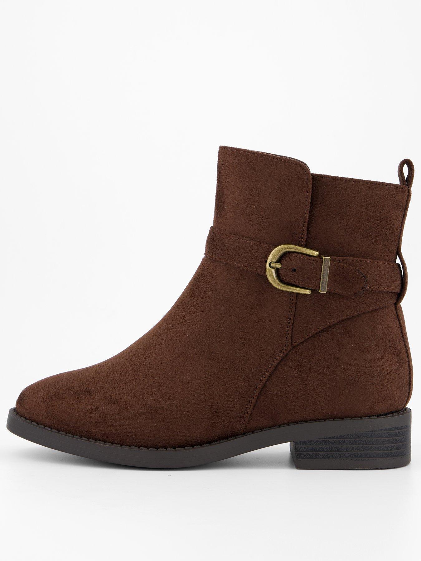 front image of the-very-collection-extra-wide-chocolate-ankle-boots-brown