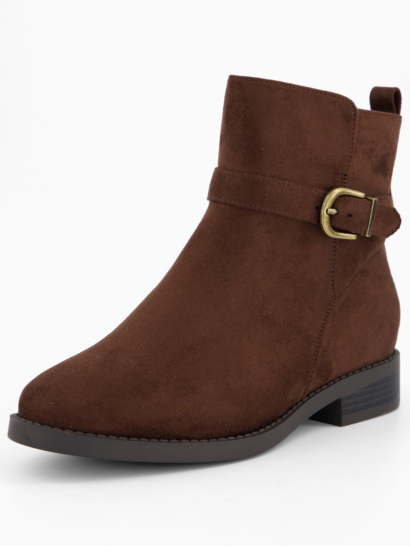 back image of the-very-collection-extra-wide-chocolate-ankle-boots-brown