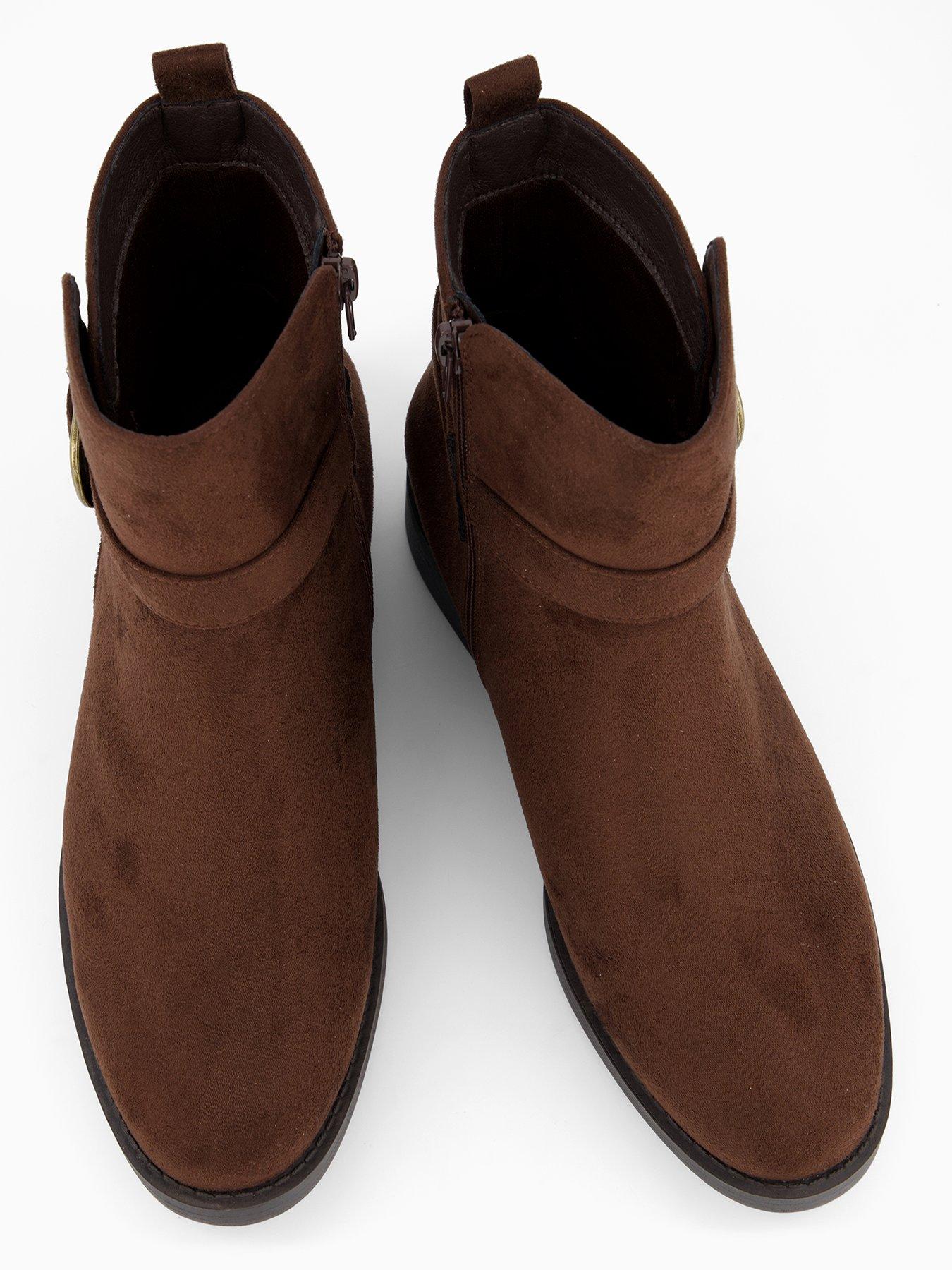  image of the-very-collection-extra-wide-chocolate-ankle-boots-brown