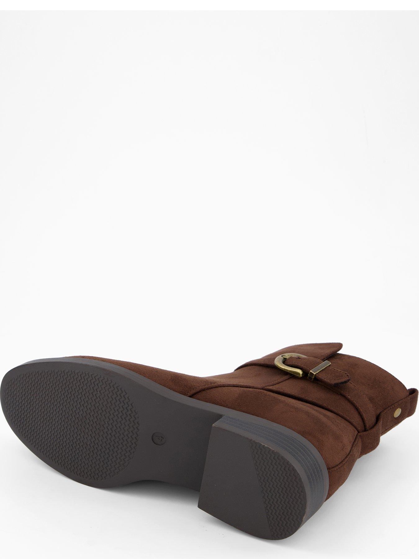  image of the-very-collection-extra-wide-chocolate-ankle-boots-brown