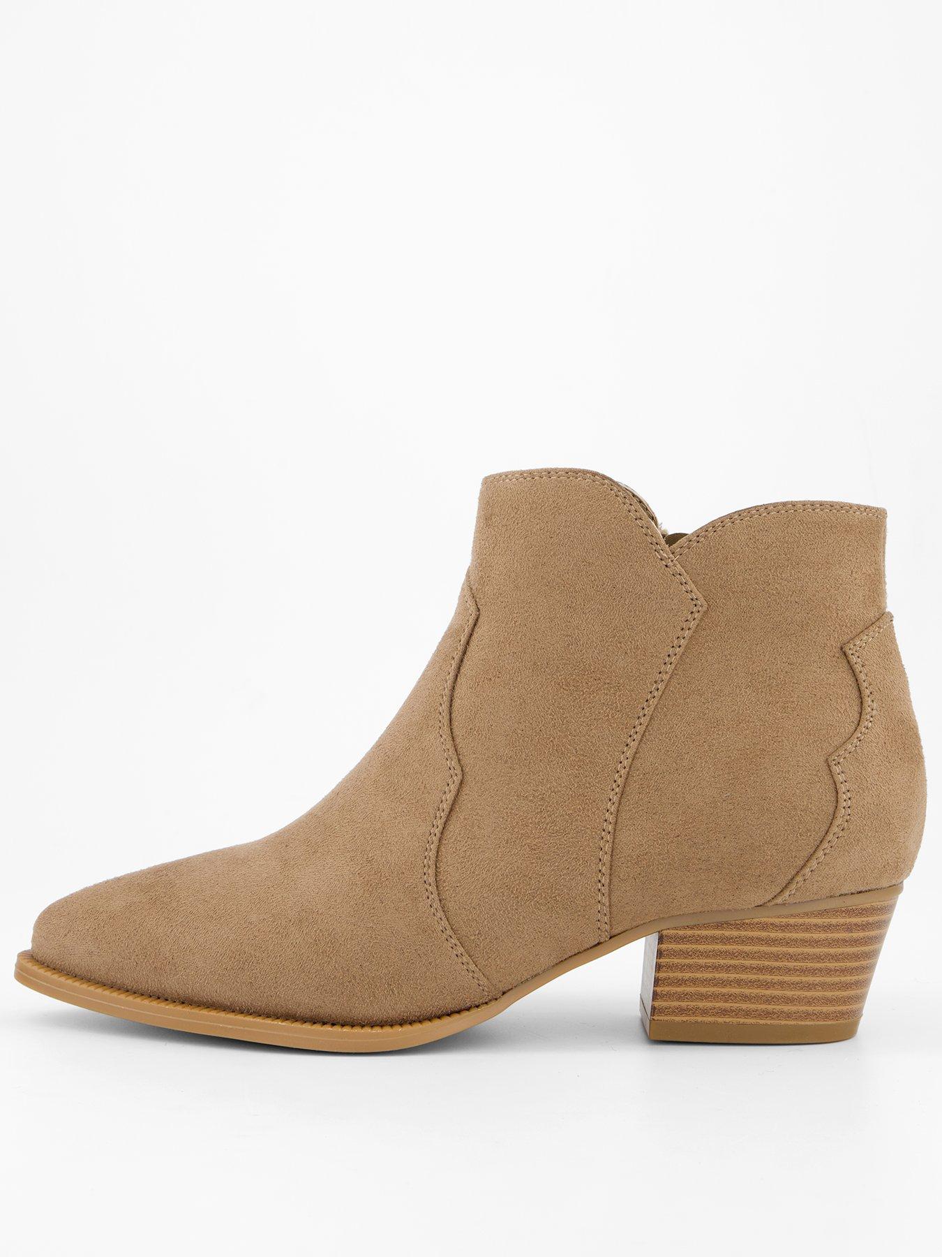 Image 1 of 6 of The Very Collection Wide Fit Western Ankle Boot - Brown